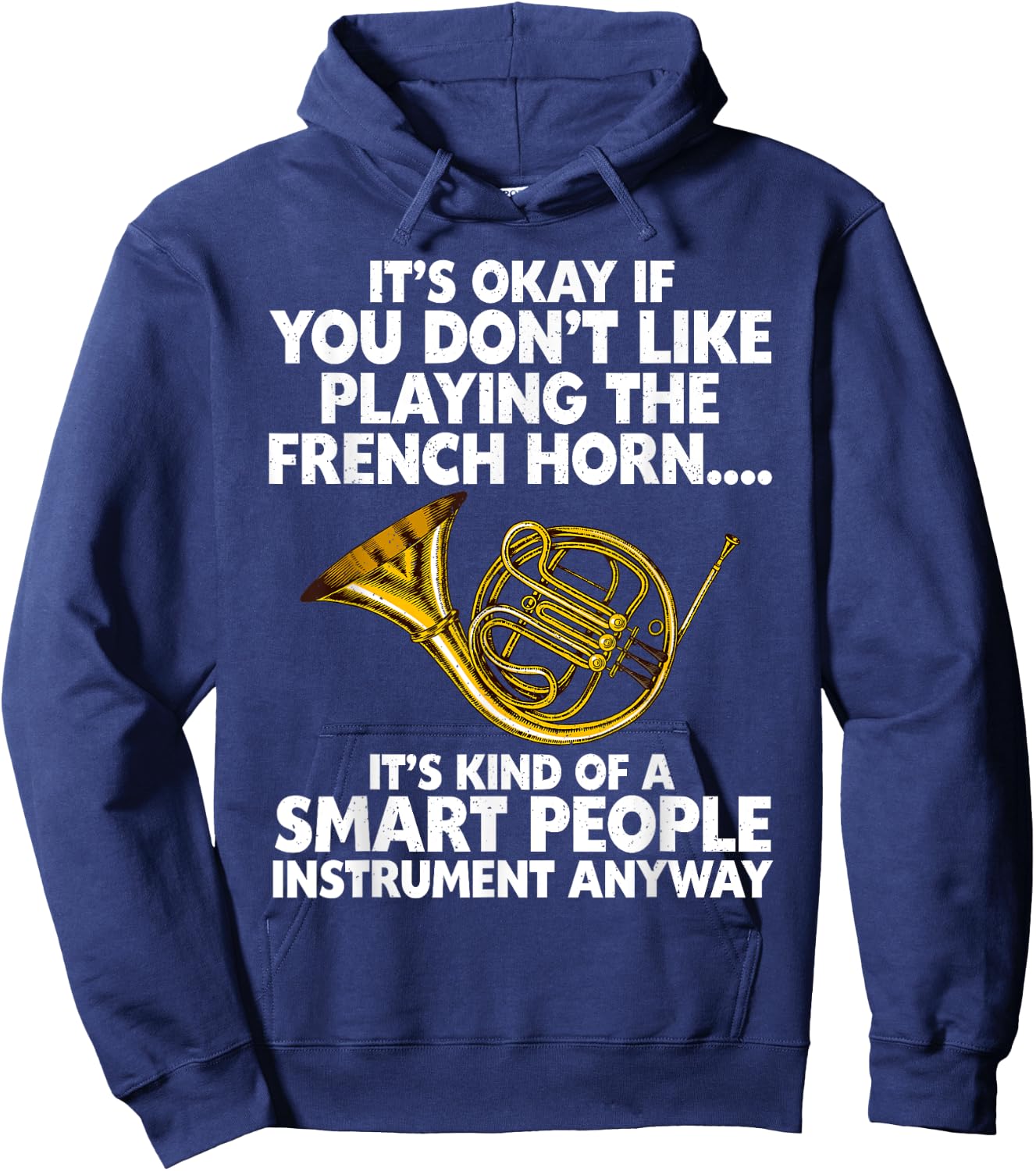 Funny French Horn Art Women Hornist Jazz Music Lover Hoodie - Hoodie | Navy