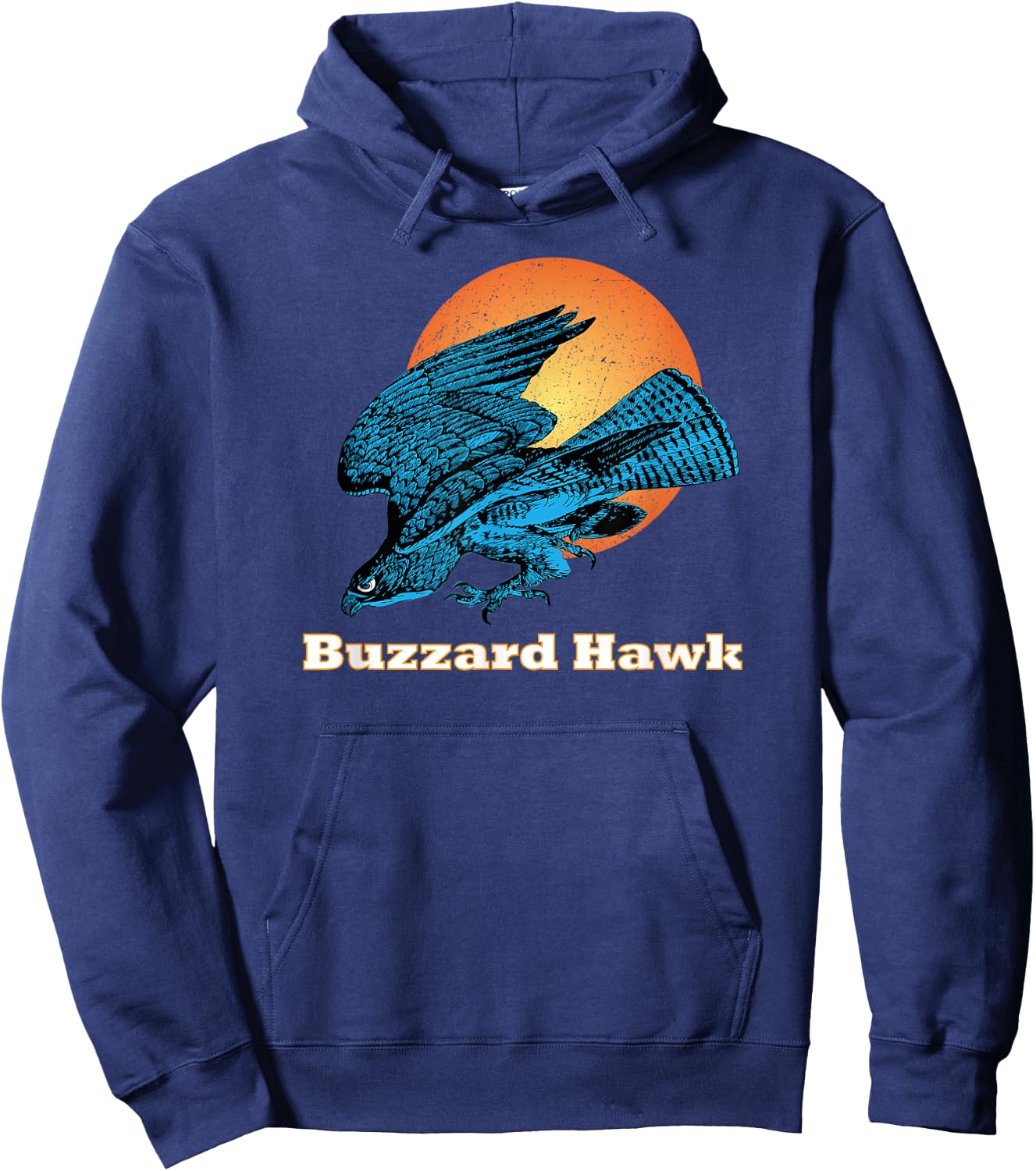 Happy Happy Halloween Blue Buzzard Hawk Orange Moon Light Hoodie - Hoodie | Navy