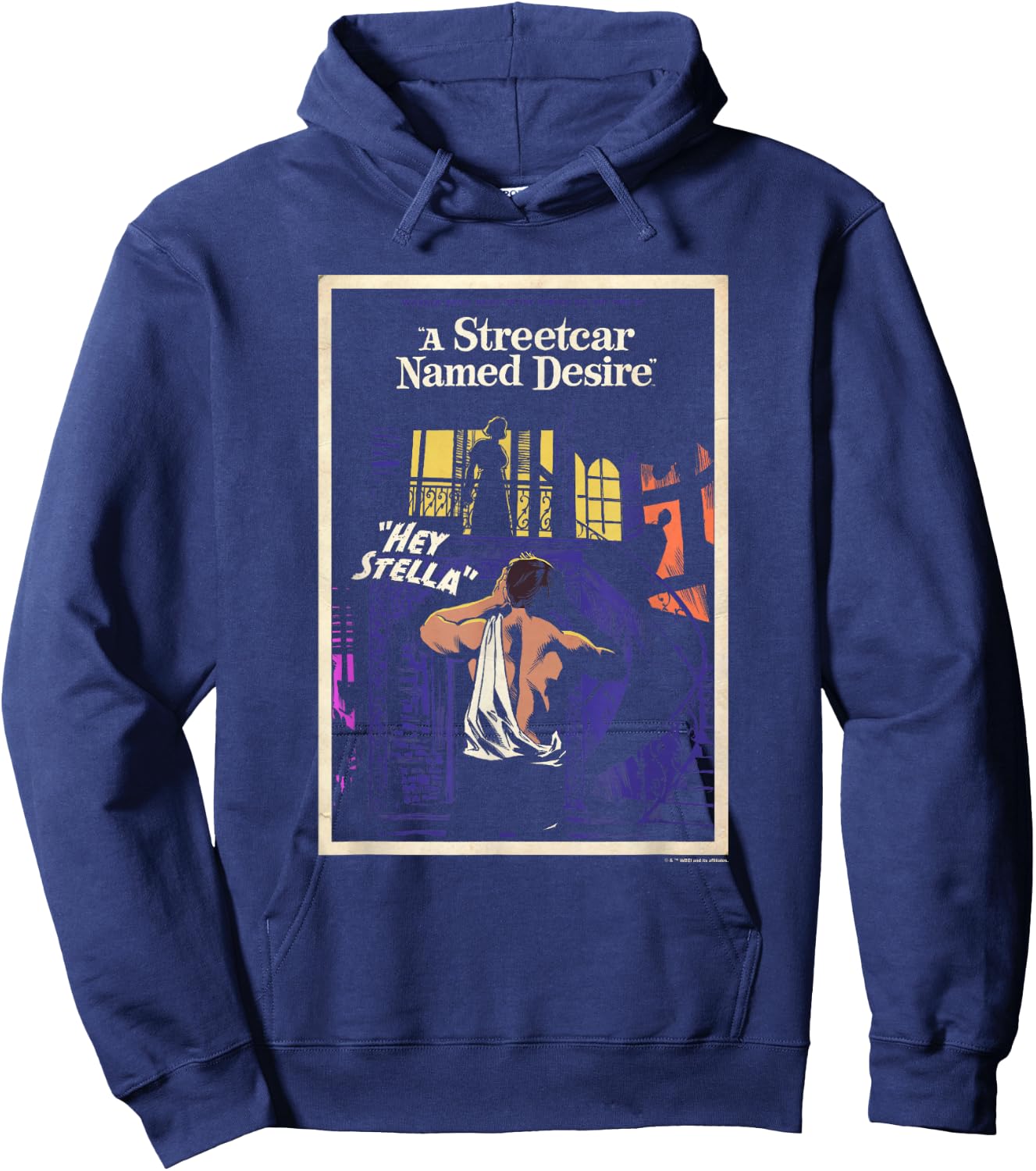 WB100 A Streetcar Named Desire Hey Stella Book Cover Hoodie - Hoodie | Navy
