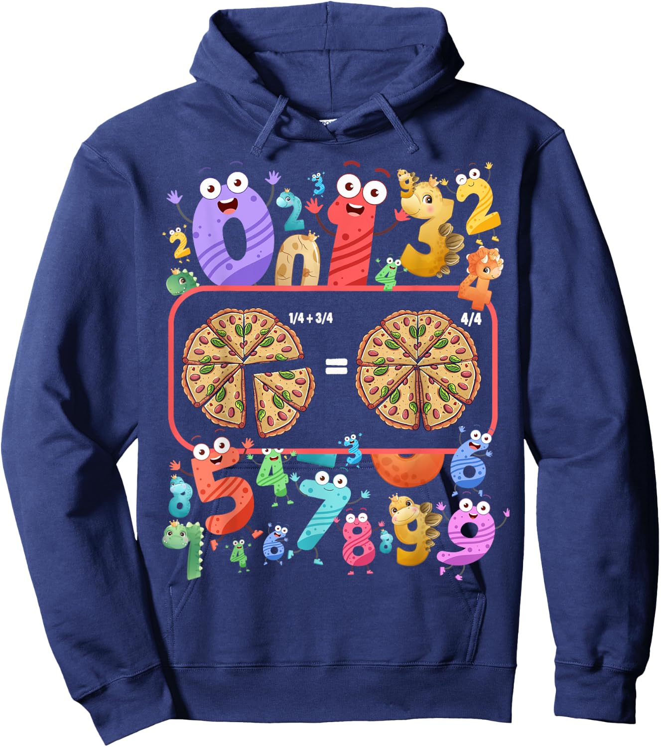 Maths Day Costume Idea For Kids & Pizza Numbers Fraction Hoodie - Hoodie | Navy