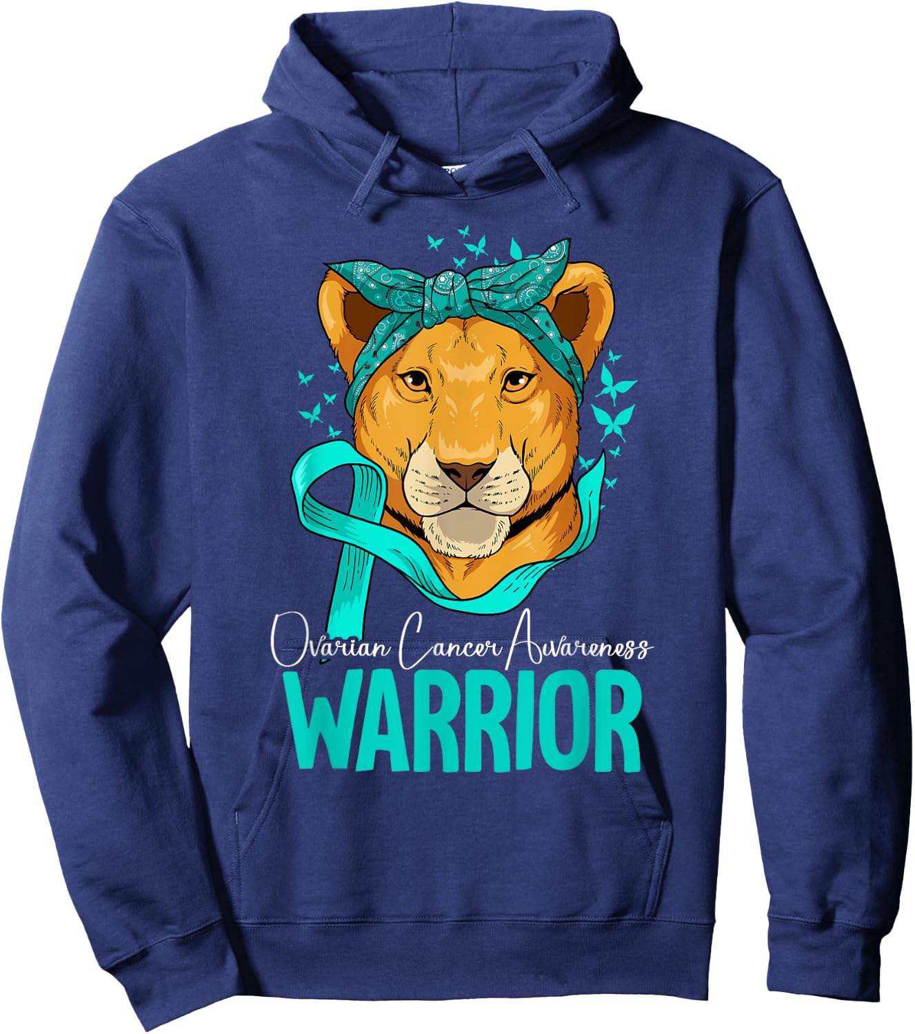Ovarian Cancer Awareness by Ovarian Cancer Awareness Gift - -Adults, Black, Small, Short Sleeve, Classic Fit Hoodie - Hoodie | Navy