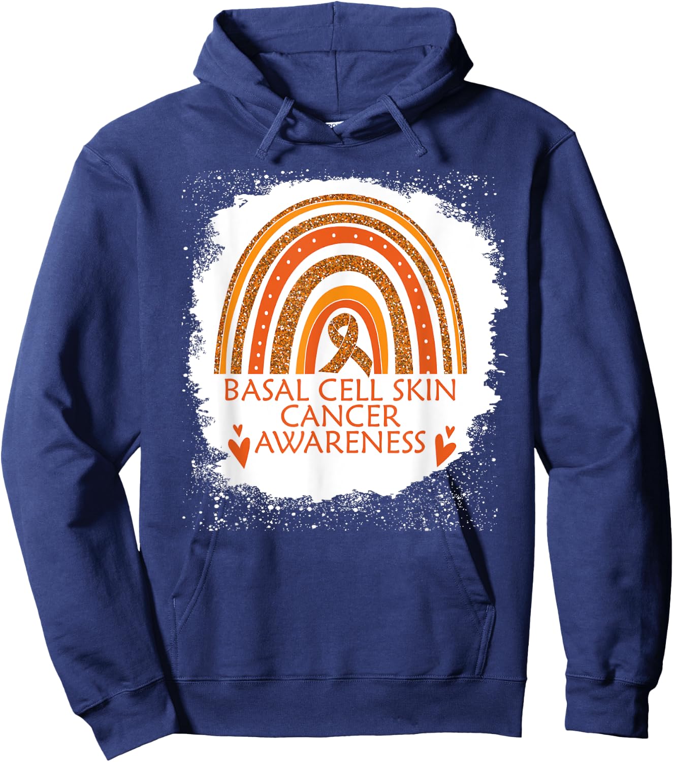 Basal Cell Skin Cancer Awareness Bleached Rainbow Men Women Hoodie - Hoodie | Navy
