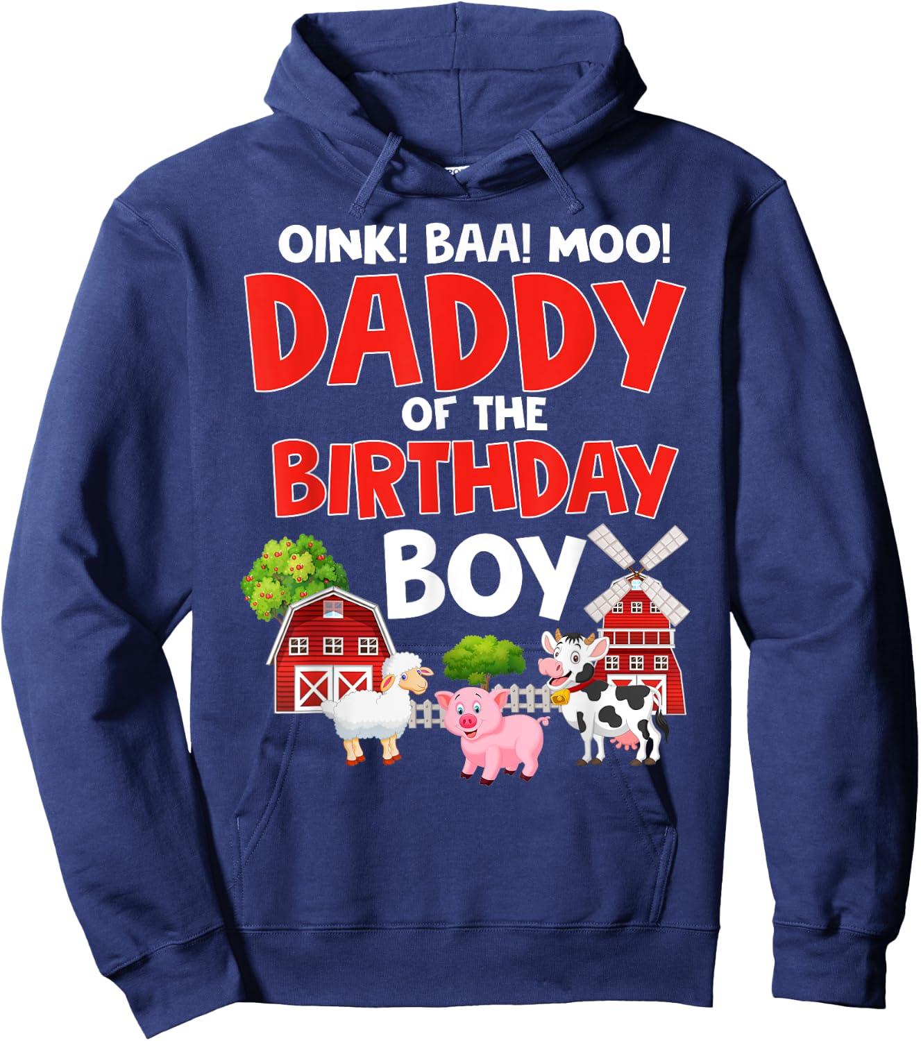 Daddy of The Birthday Boy Shirt Farm Animals Tractor Party Hoodie - Hoodie | Navy