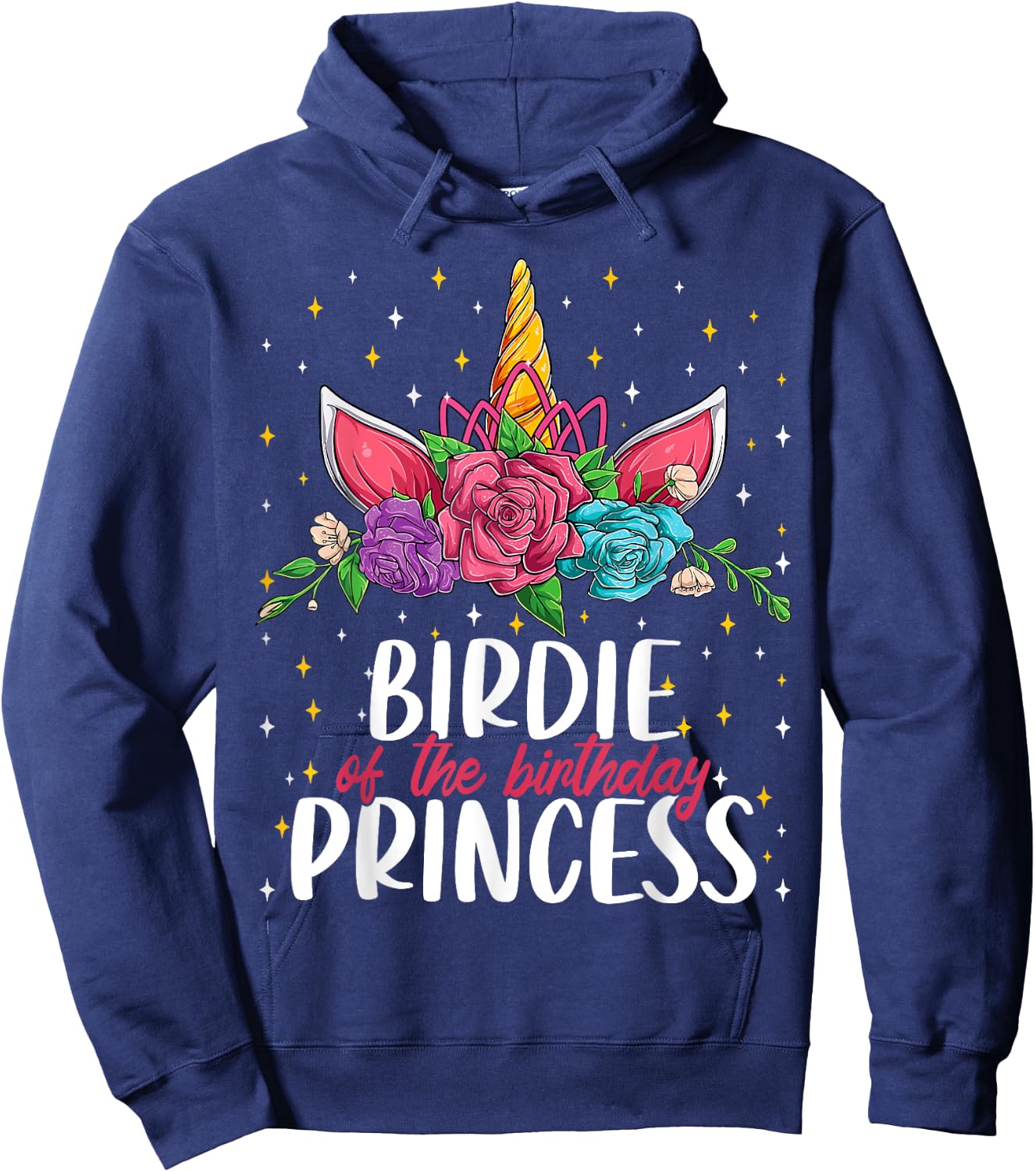 Birdie Of The Birthday Princess Girl Unicorn Bday Party Hoodie - Hoodie | Navy