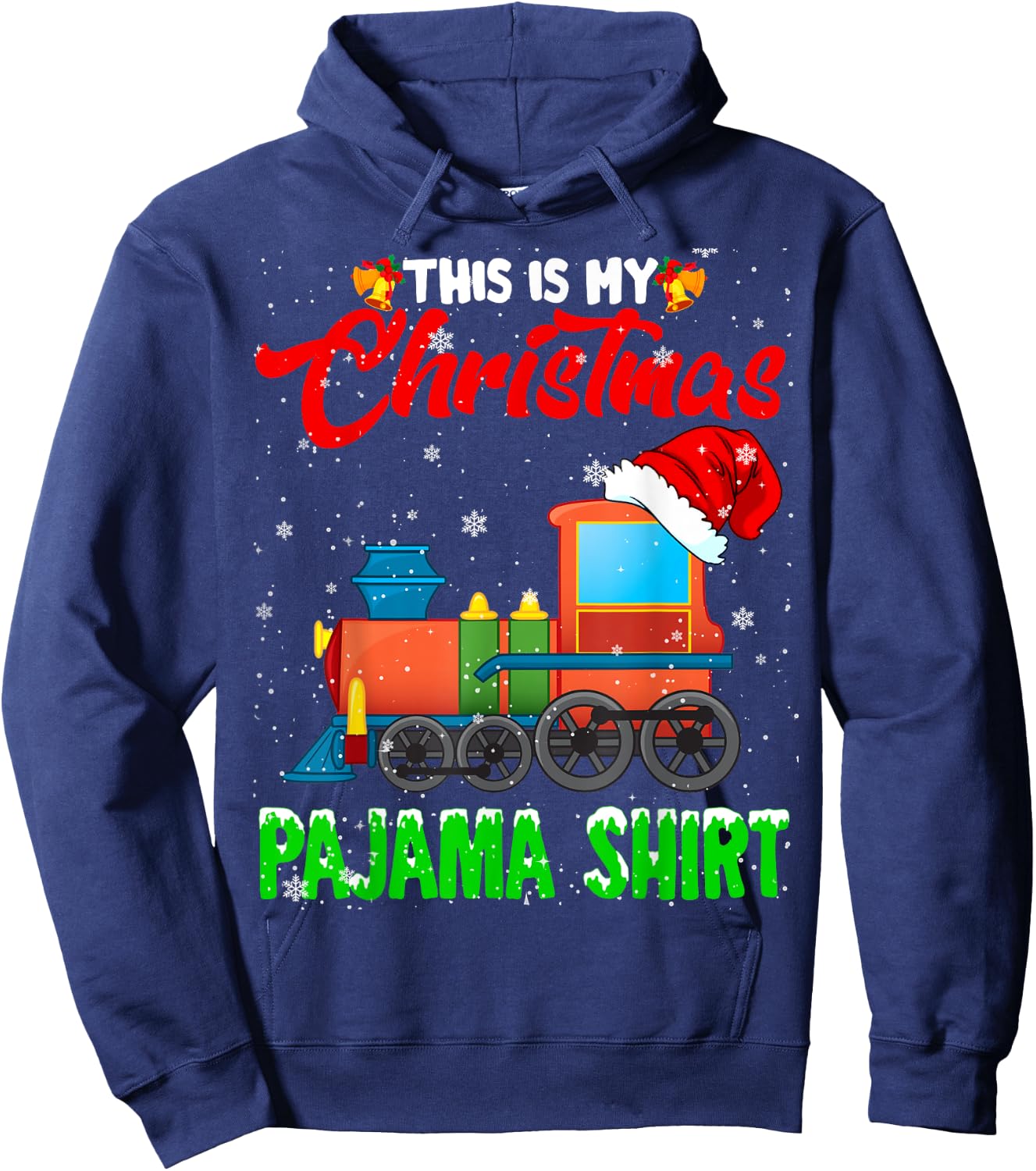 Christmas Pajama Funny Santa Train Farmer Kids Christmas Hoodie - Hoodie | Navy