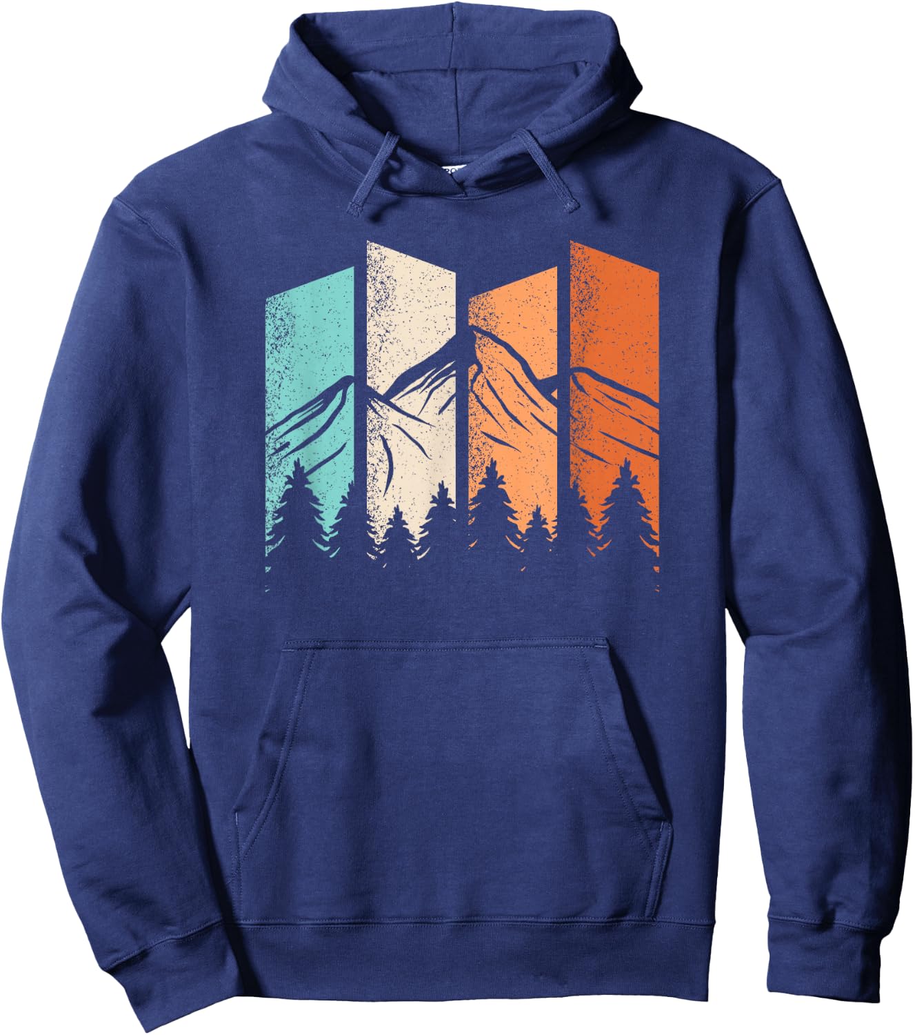 Retro Camping Hiking Nature Landscape Outdoor Men Women Hoodie - Hoodie | Navy
