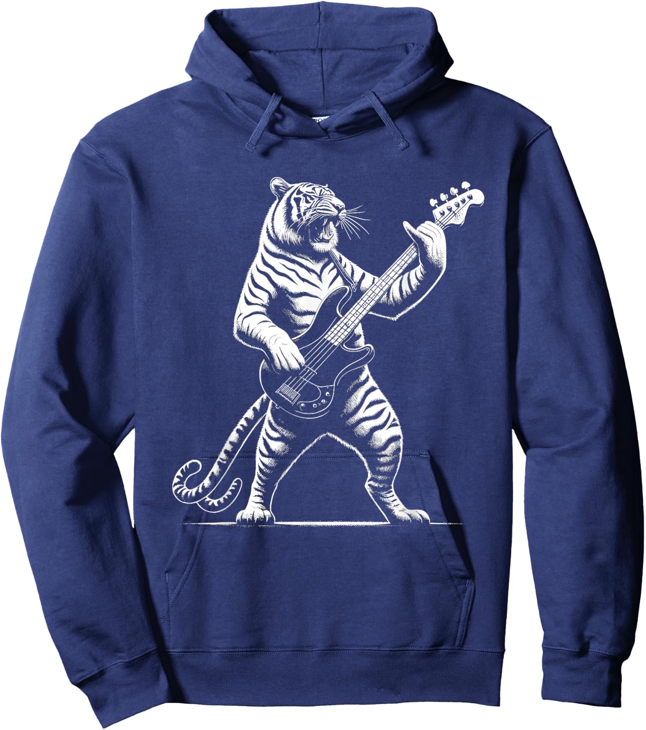 Rock n Roll Tiger Playing Guitar Funny Tiger Hoodie - Hoodie | Navy