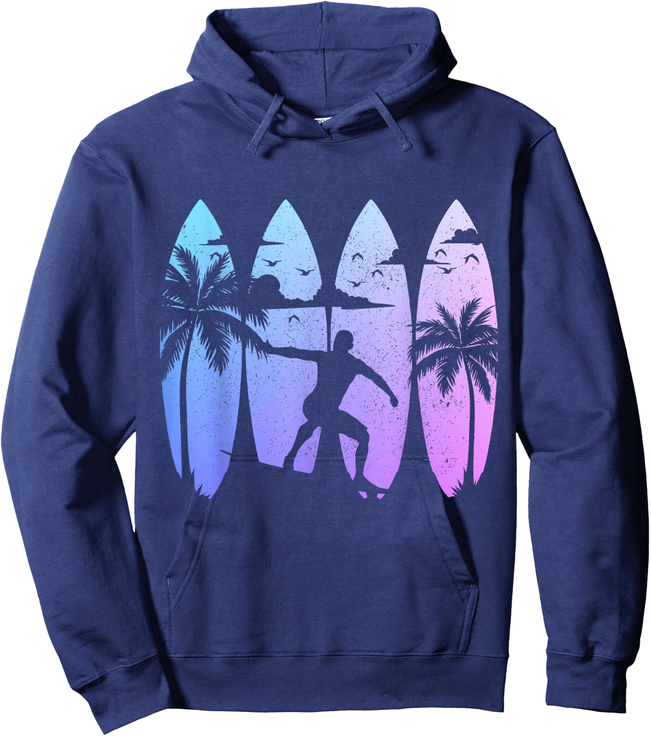Surfer Surfboard Vintage Surfing Beach Summer Surf Hoodie - Hoodie | Navy