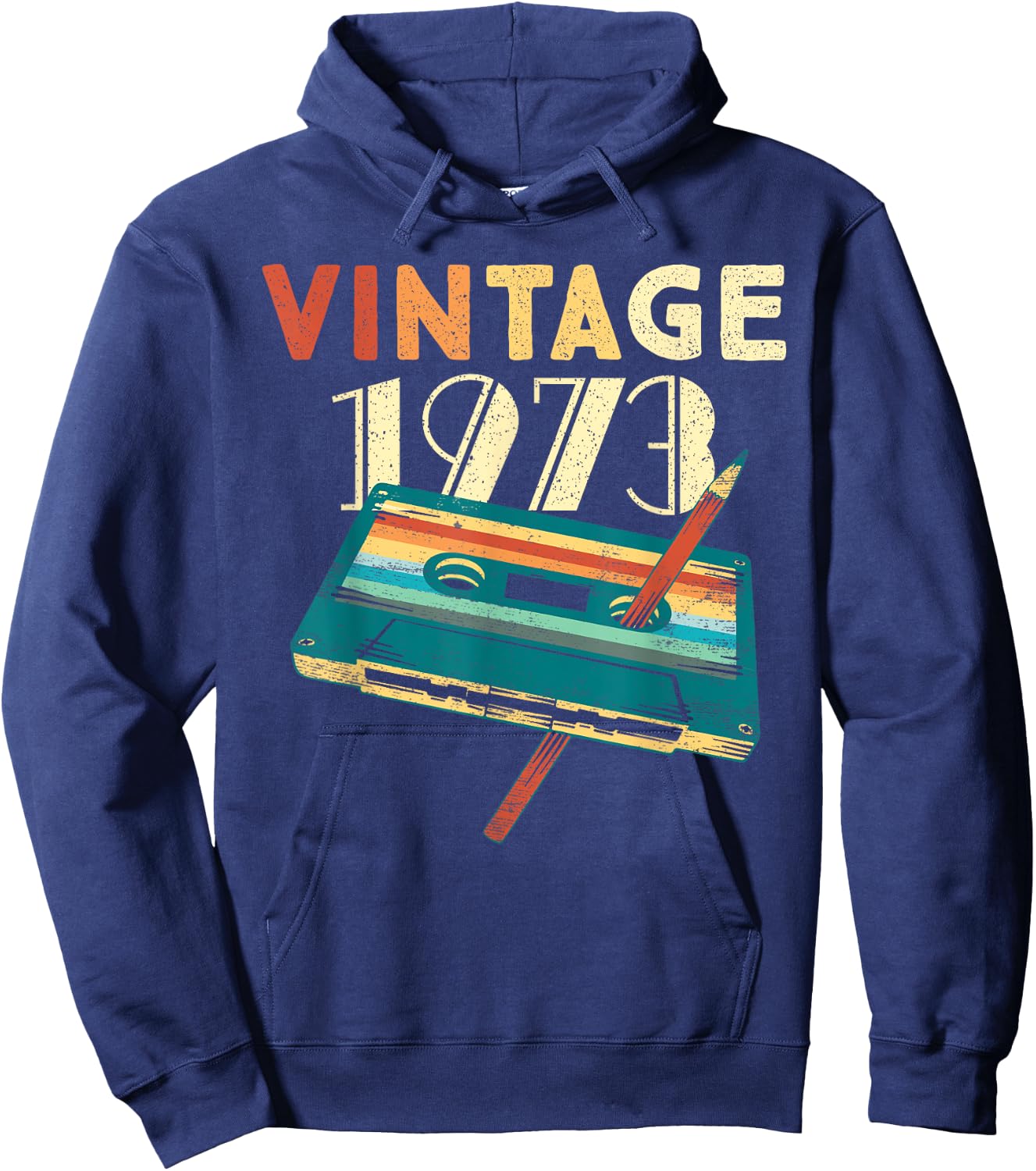 Vintage 1973 Music Cassette 52nd Birthday Gifts 52 Years Old Hoodie - Hoodie | Navy