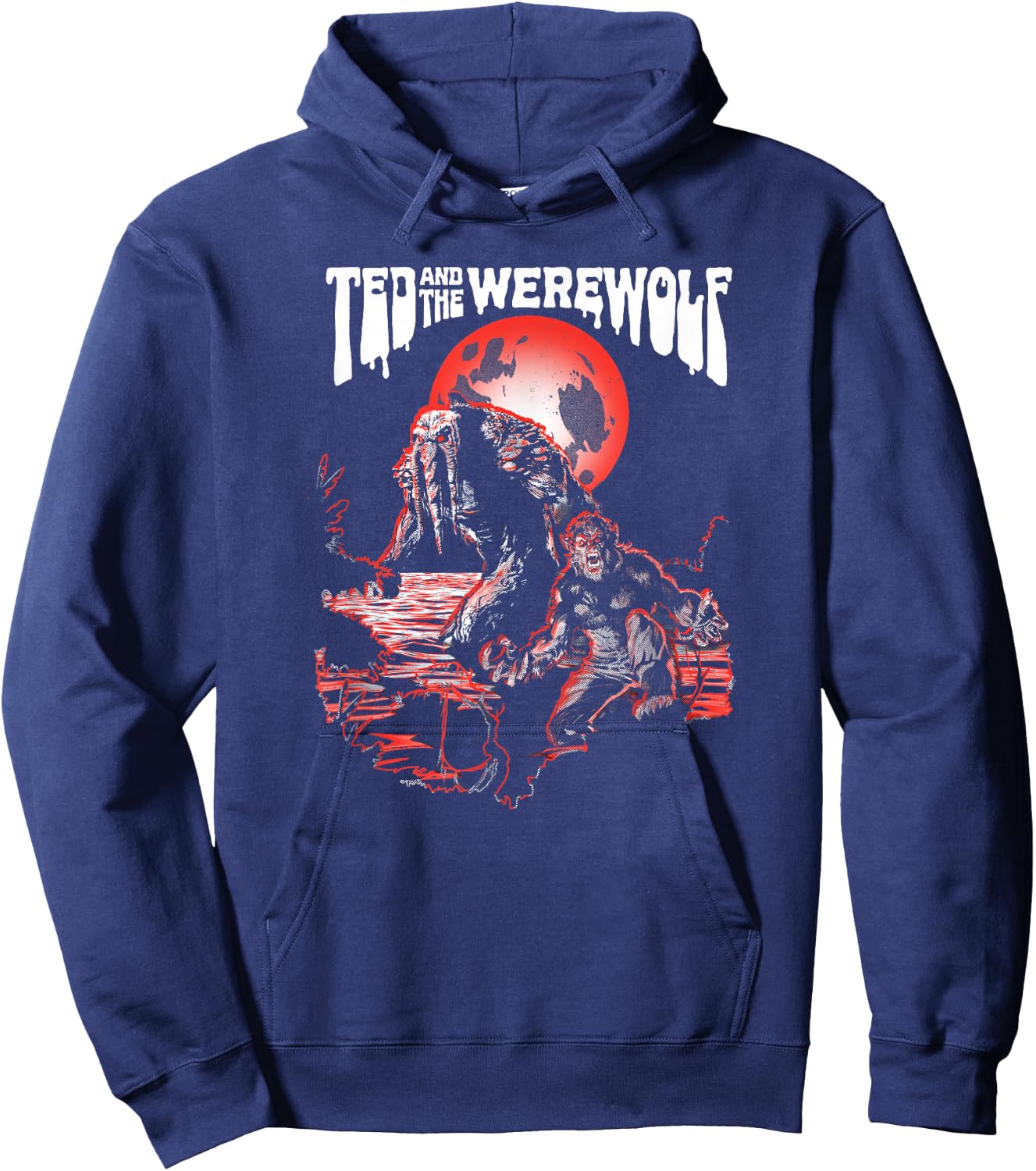 Marvel Werewolf by Night Ted And The Werewolf Comic Red Hoodie - Hoodie | Navy