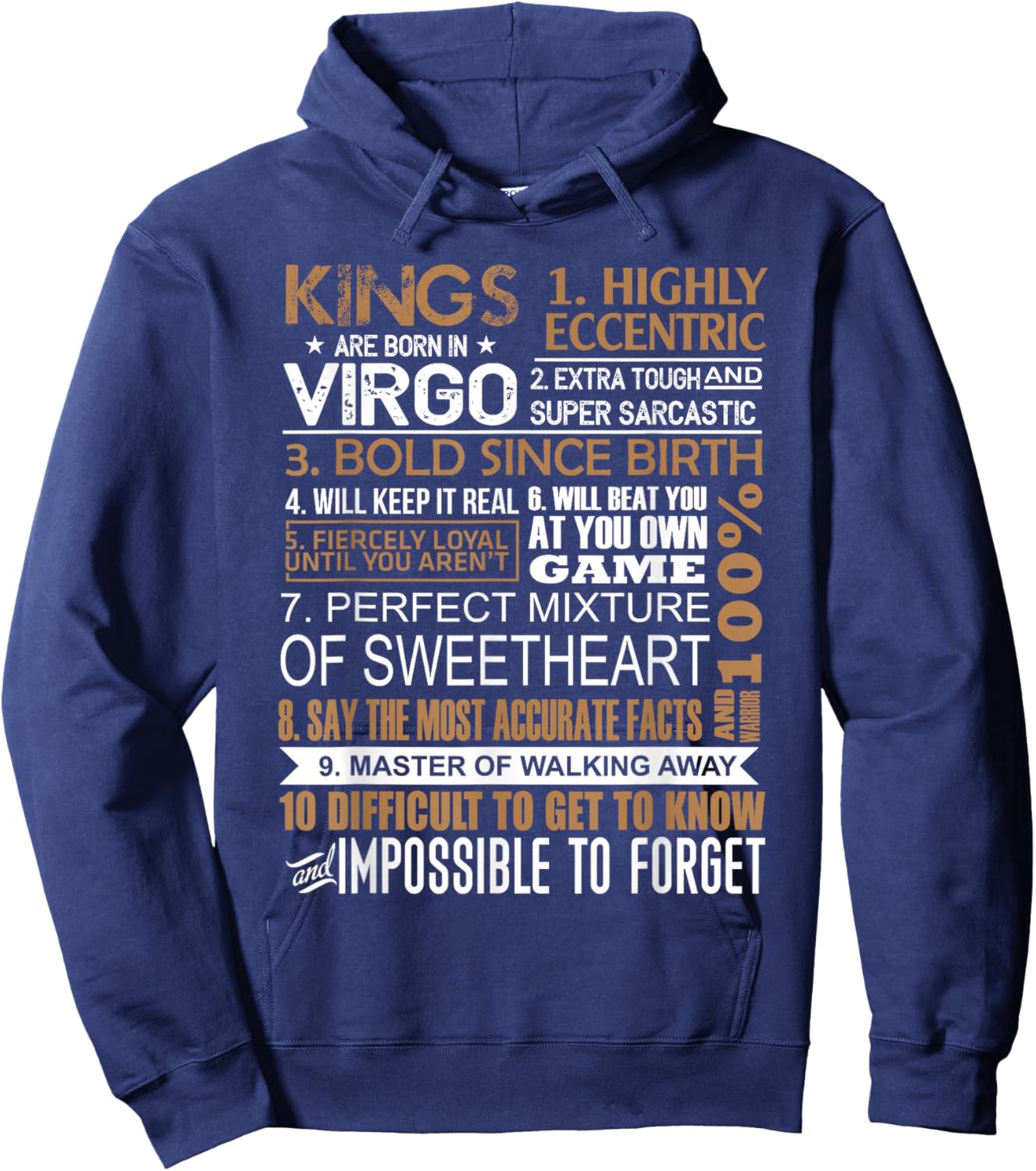 Kings Are Born In Virgo Birthday August September Gift Men Hoodie - Hoodie | Navy
