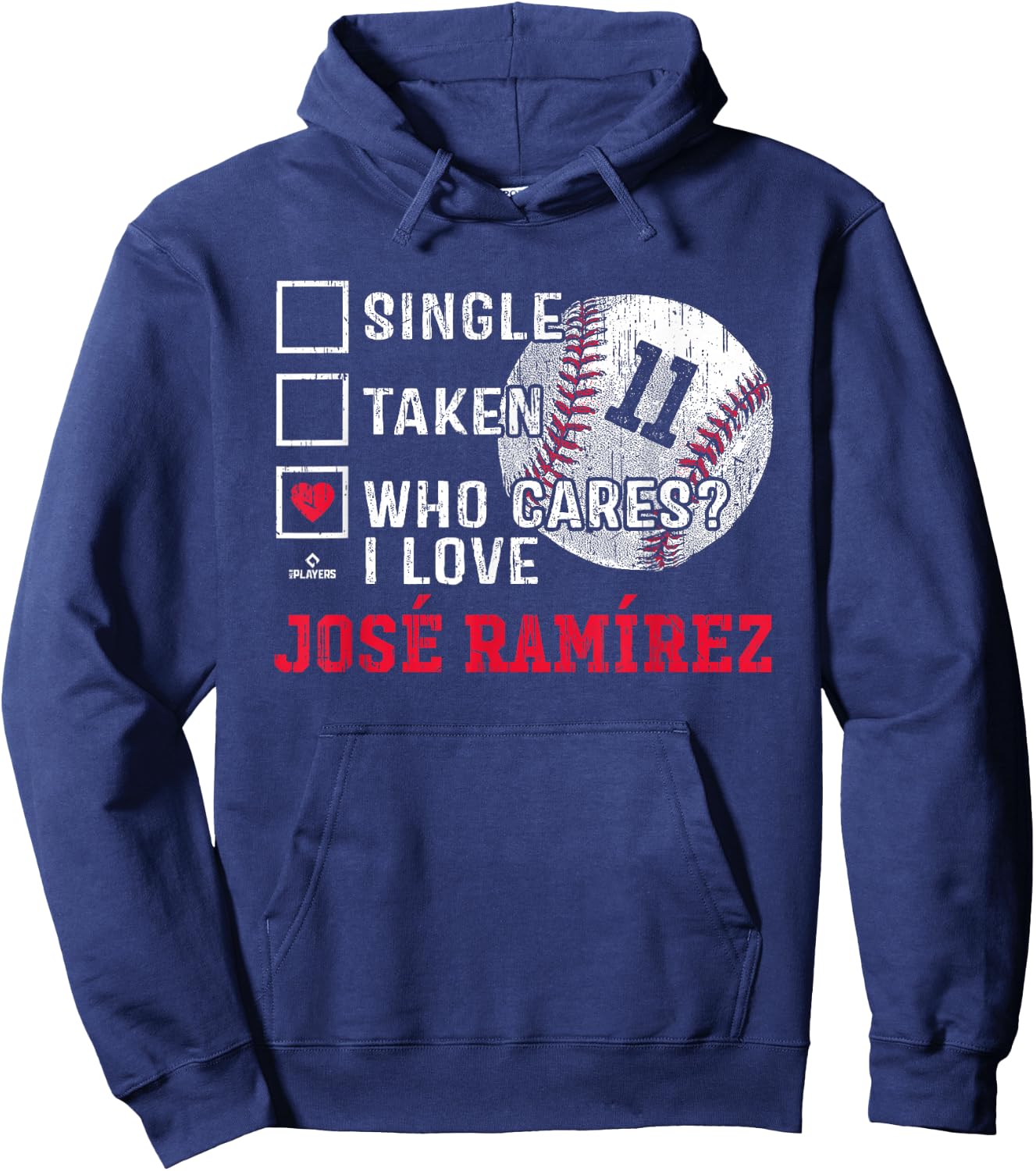 Who Cares I Love Jose Ramirez Jose Ramirez Cleveland MLBPA Hoodie - Hoodie | Navy