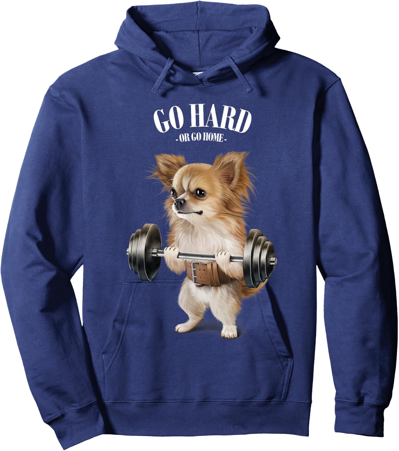 Chihuahua Dog Weightlifting in Fitness Gym Men Women Kids Hoodie - Hoodie | Navy