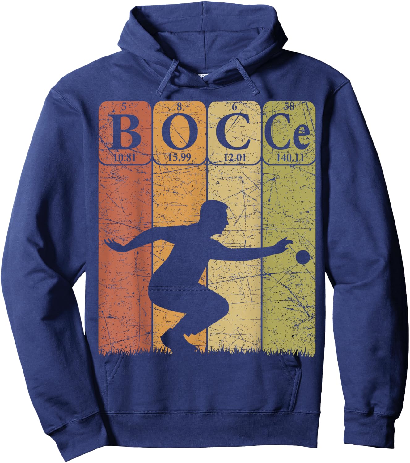 Bocce Periodic Table Elements Bocce Player Petanque Vintage Hoodie - Hoodie | Navy