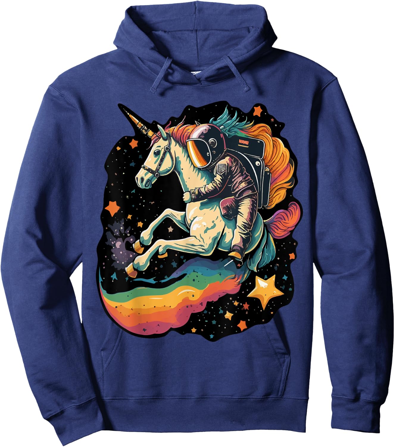 Cool Astronaut Spaceman Riding A Rainbow Unicorn In Space Hoodie - Hoodie | Navy