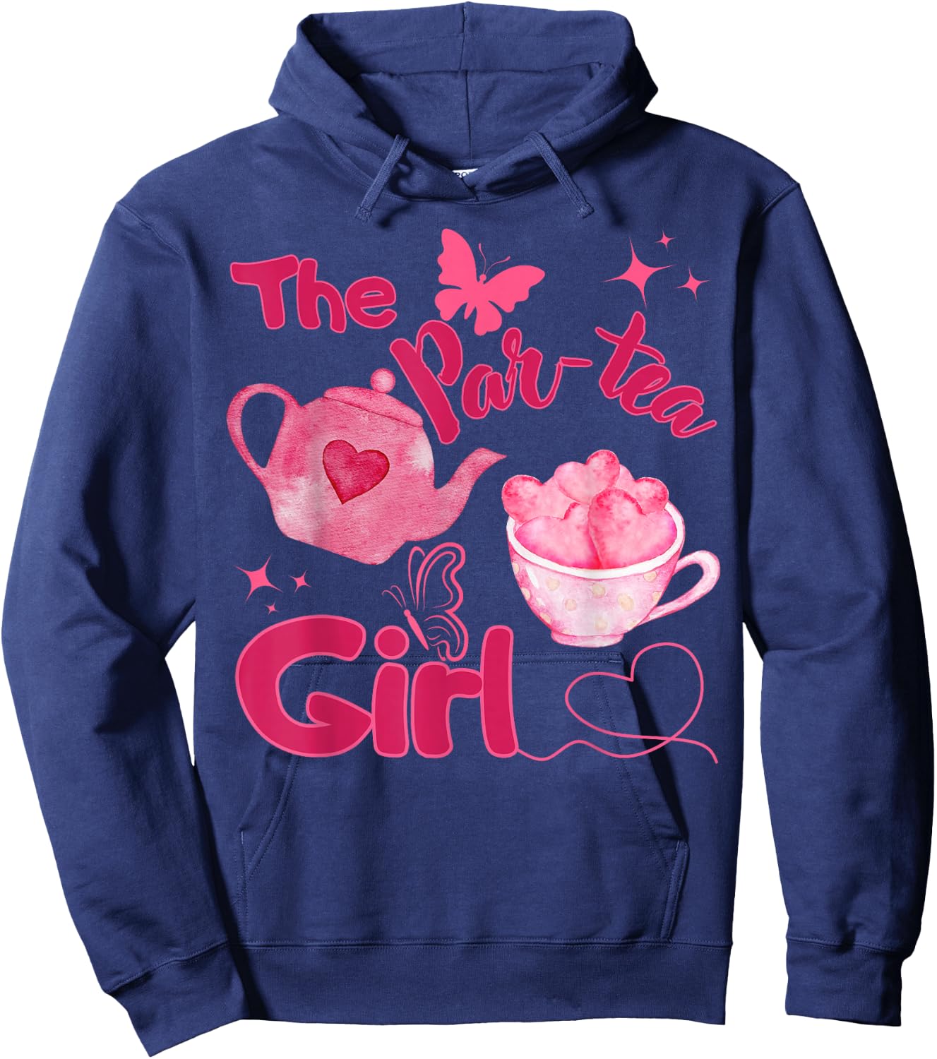 Par-tea Girl 2nd Birthday Teapot Tea for Two Bday Party Hoodie - Hoodie | Navy
