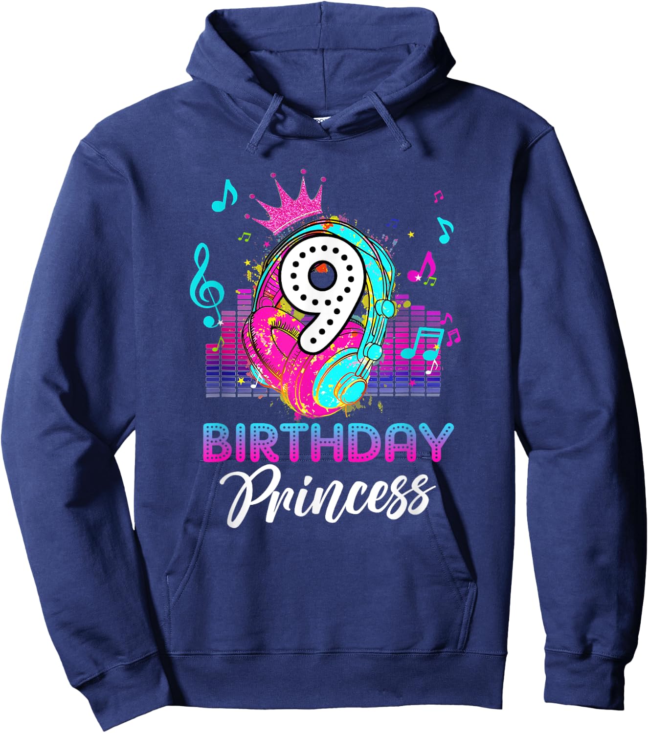 Musical Theme 9th Birthday Shirt Girls Princess Born 2014 Hoodie - Hoodie | Navy