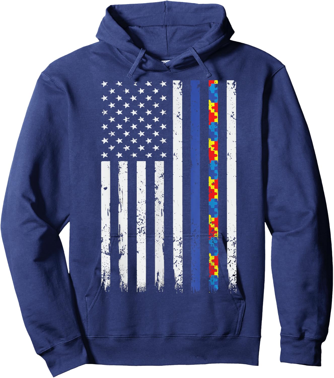 Police Support Autism Awareness Thin Blue Line Autism Flag Hoodie - Hoodie | Navy