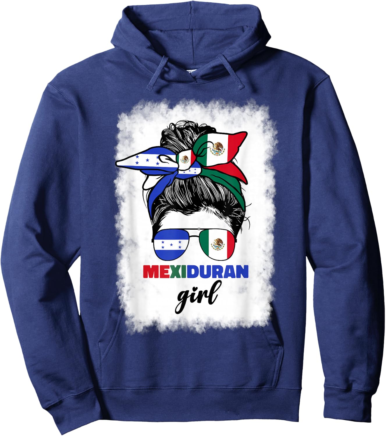 Half Mexican And Honduran Mexico Honduras Flag Girl Hoodie - Hoodie | Navy