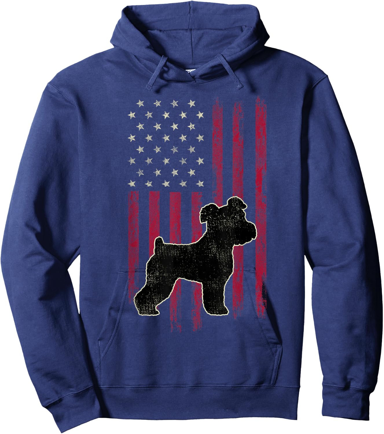 Miniature Schnauzer Dog Lovers American Flag 4th Of July Kids Men Hoodie - Hoodie | Navy