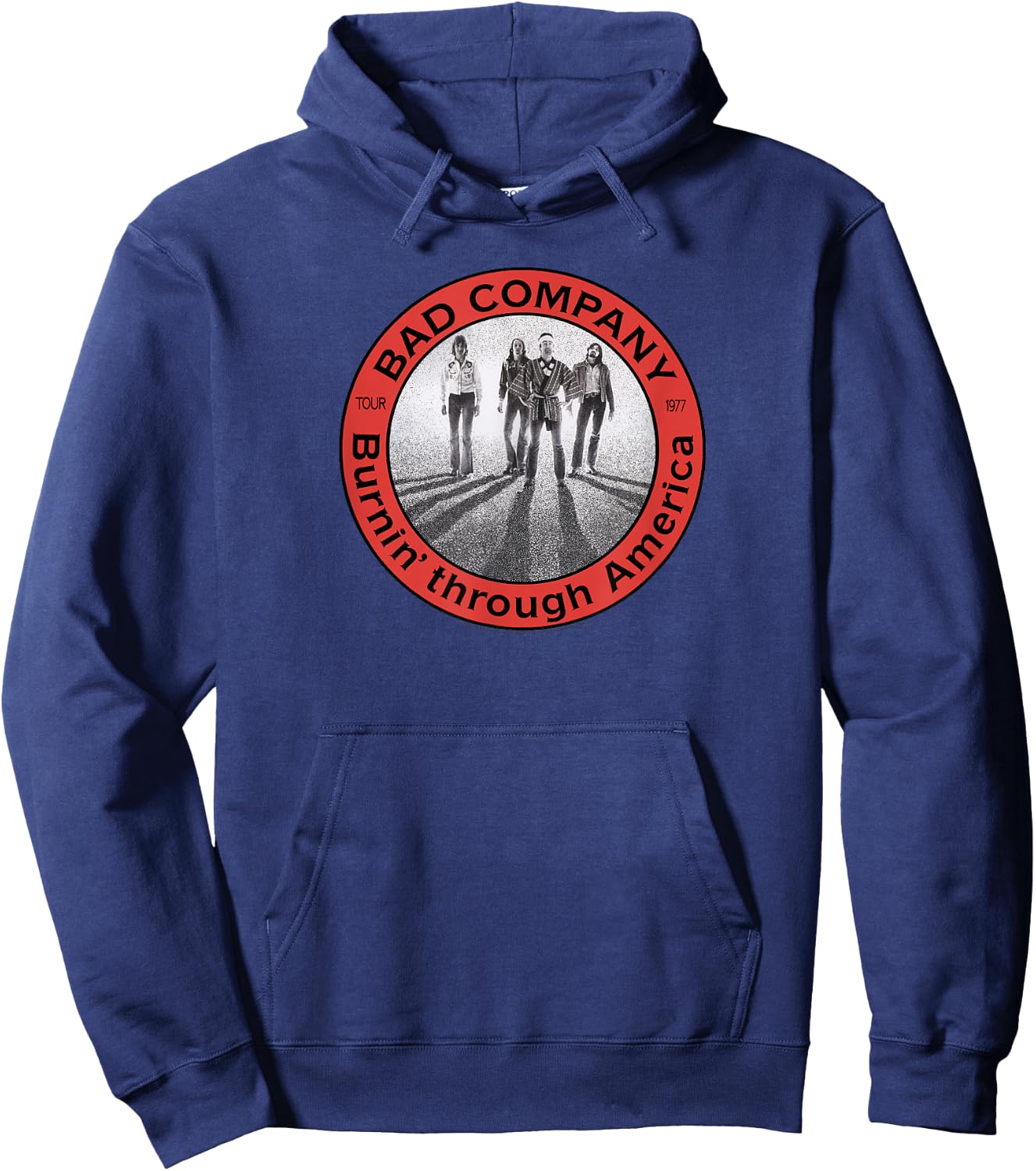 Bad Company Burnin' Through America Tour 1977 Hoodie - Hoodie | Navy