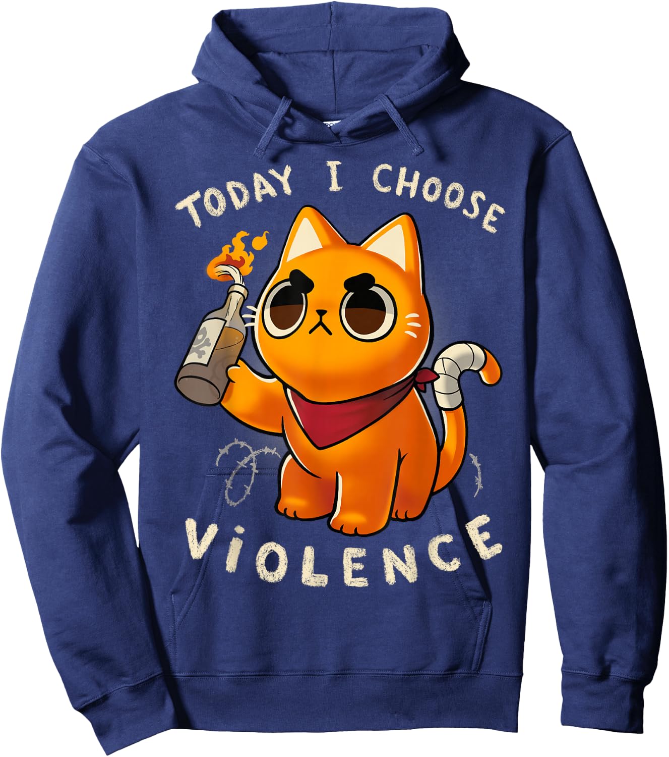 Today I choose violence - Angry Kitty Protest Hoodie - Hoodie | Navy