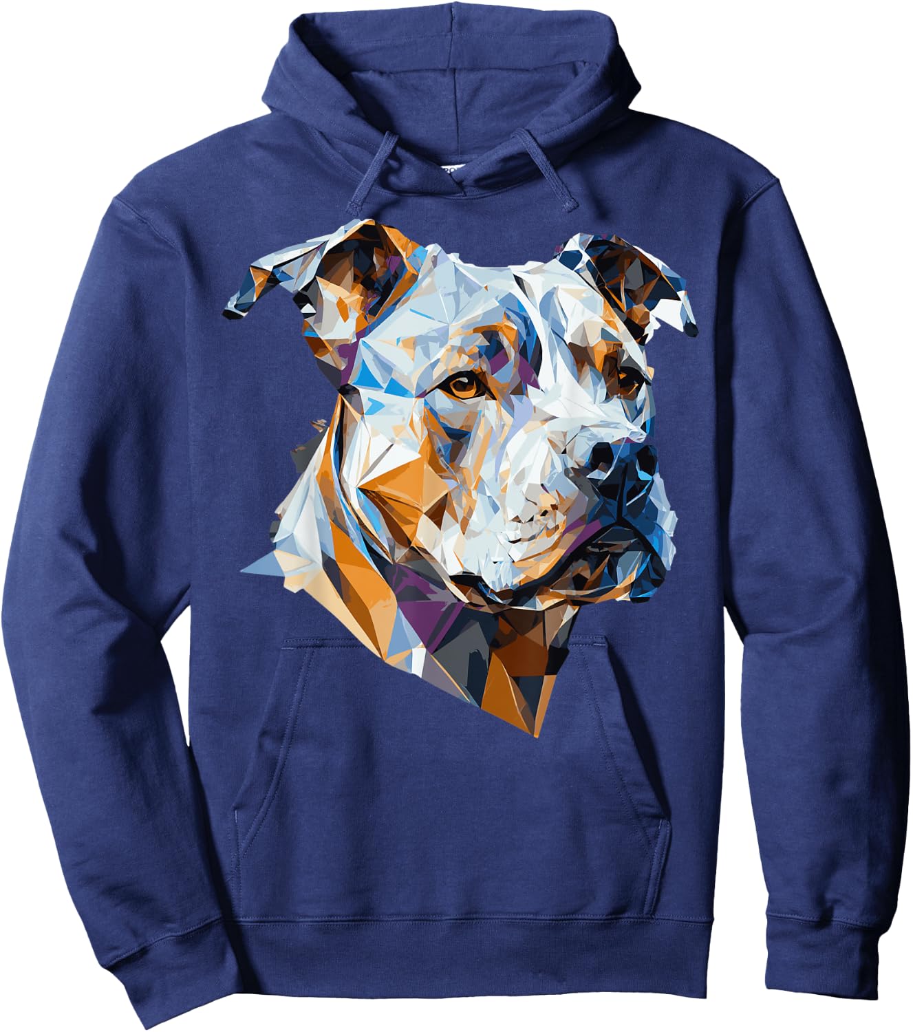 Geometric Pitbull Pet Dog Abstract Polygonal Dog Breed Hoodie - Hoodie | Navy