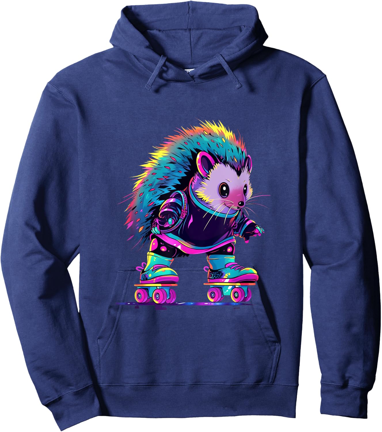 Roller Skating Funny Hedgehog Skater Roller Skates Hoodie - Hoodie | Navy