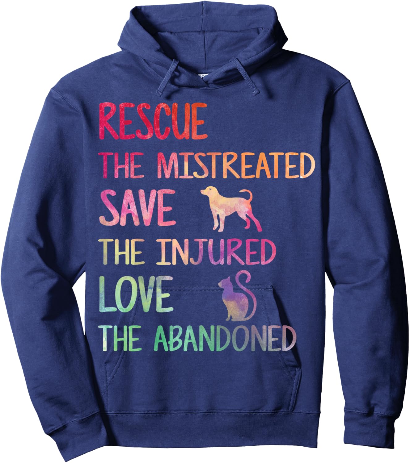 Rescue Save Love PET Animal Shelter Volunteer Gifts Sleeve Hoodie - Hoodie | Navy