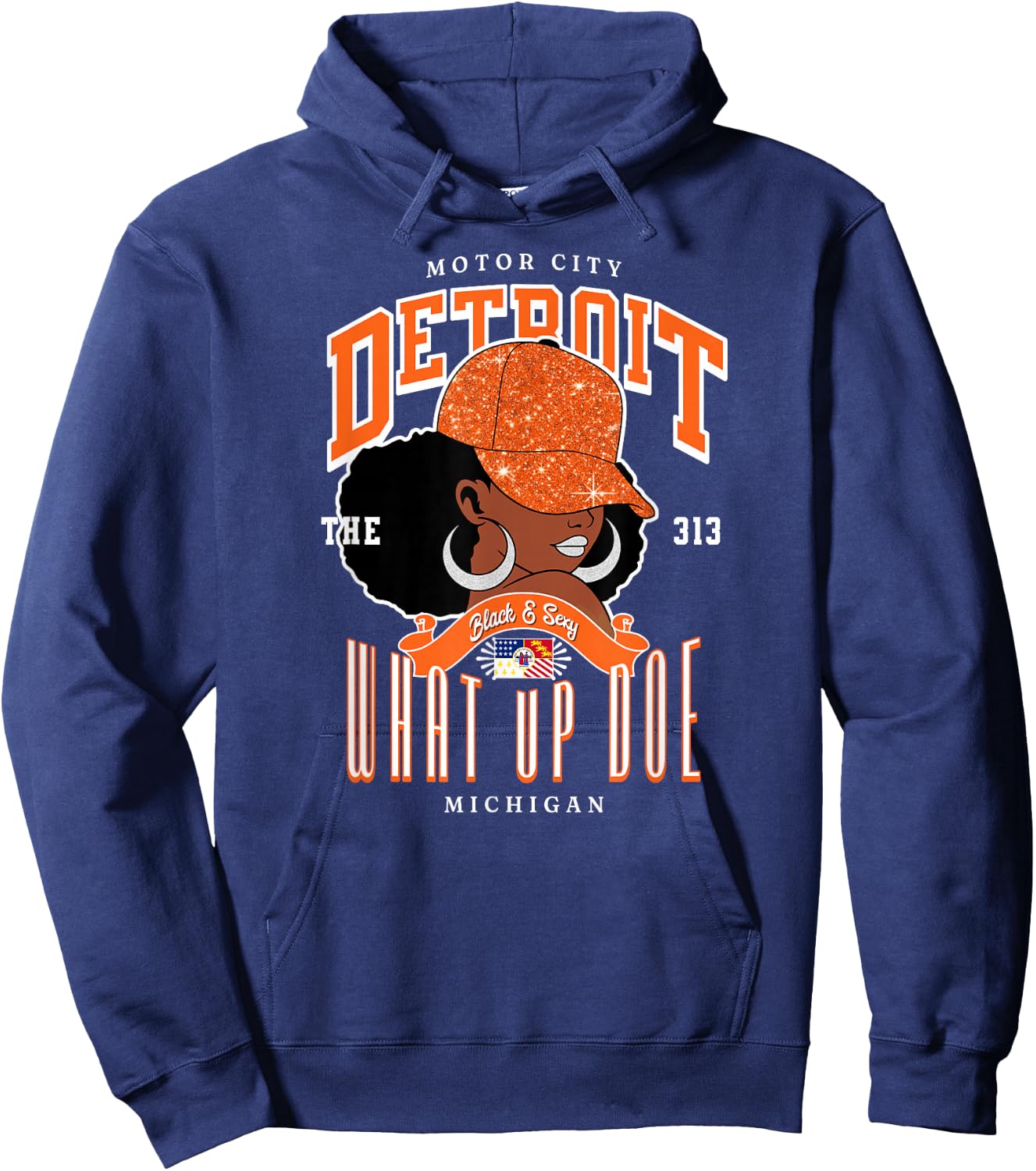 313 Detroit Area Code | Unapologetically Melanated Hoodie - Hoodie | Navy