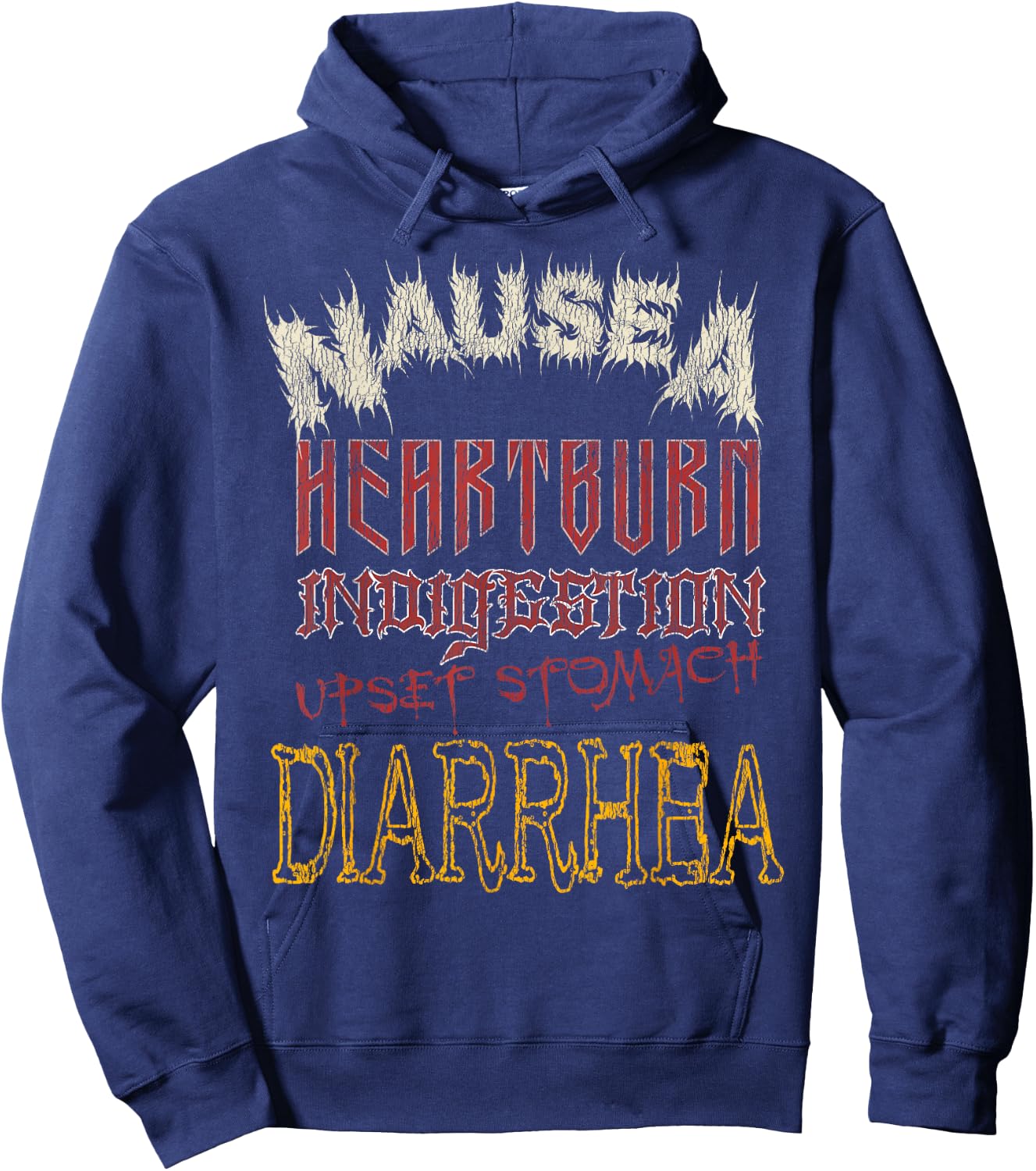 Thrash Metal Shirt, Funny Heavy Nausea Heartburn Concert Hoodie - Hoodie | Navy