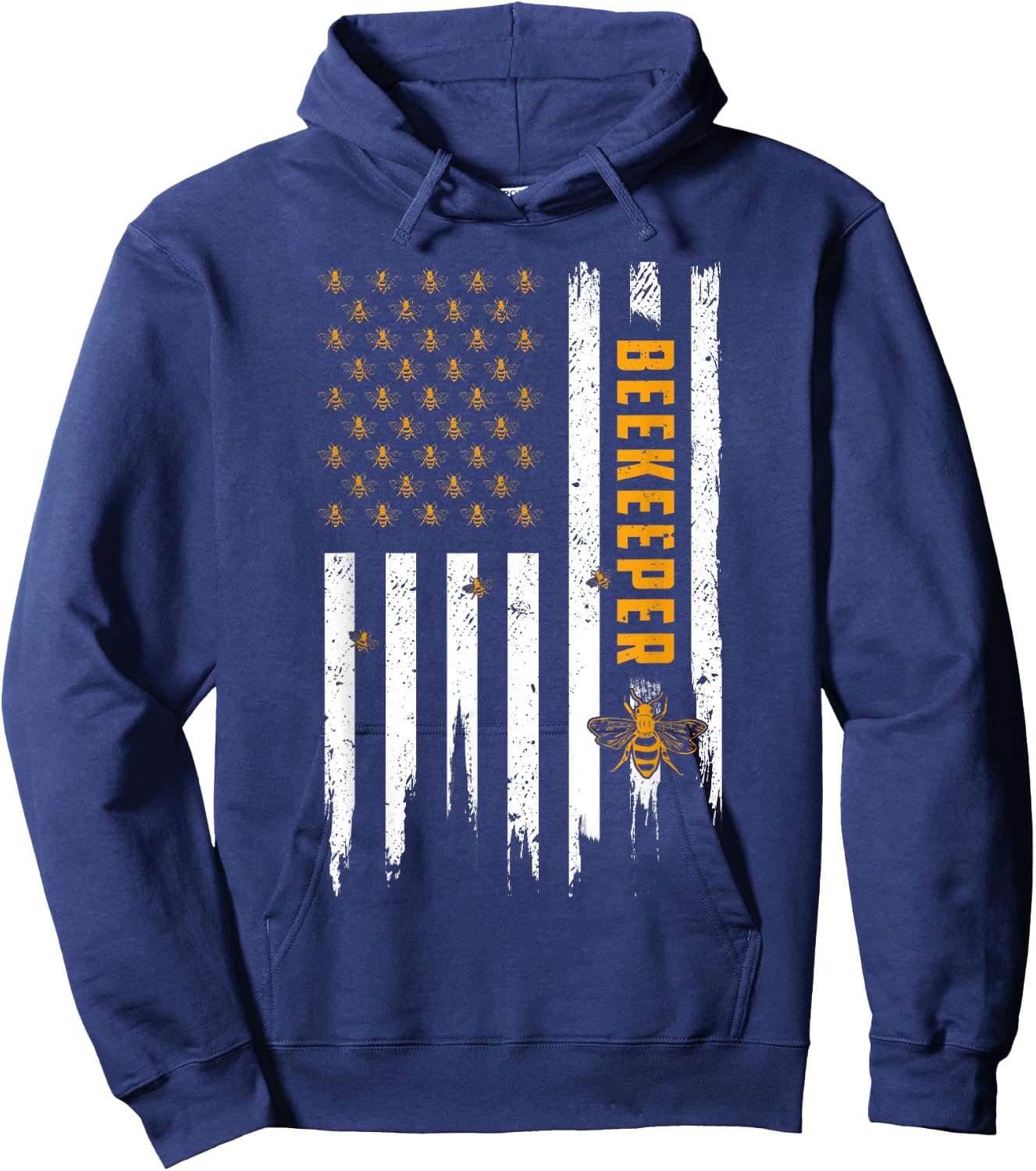 Beekeeping American Flag Honeycomb Honey Bees Beekeeper Hoodie - Hoodie | Navy