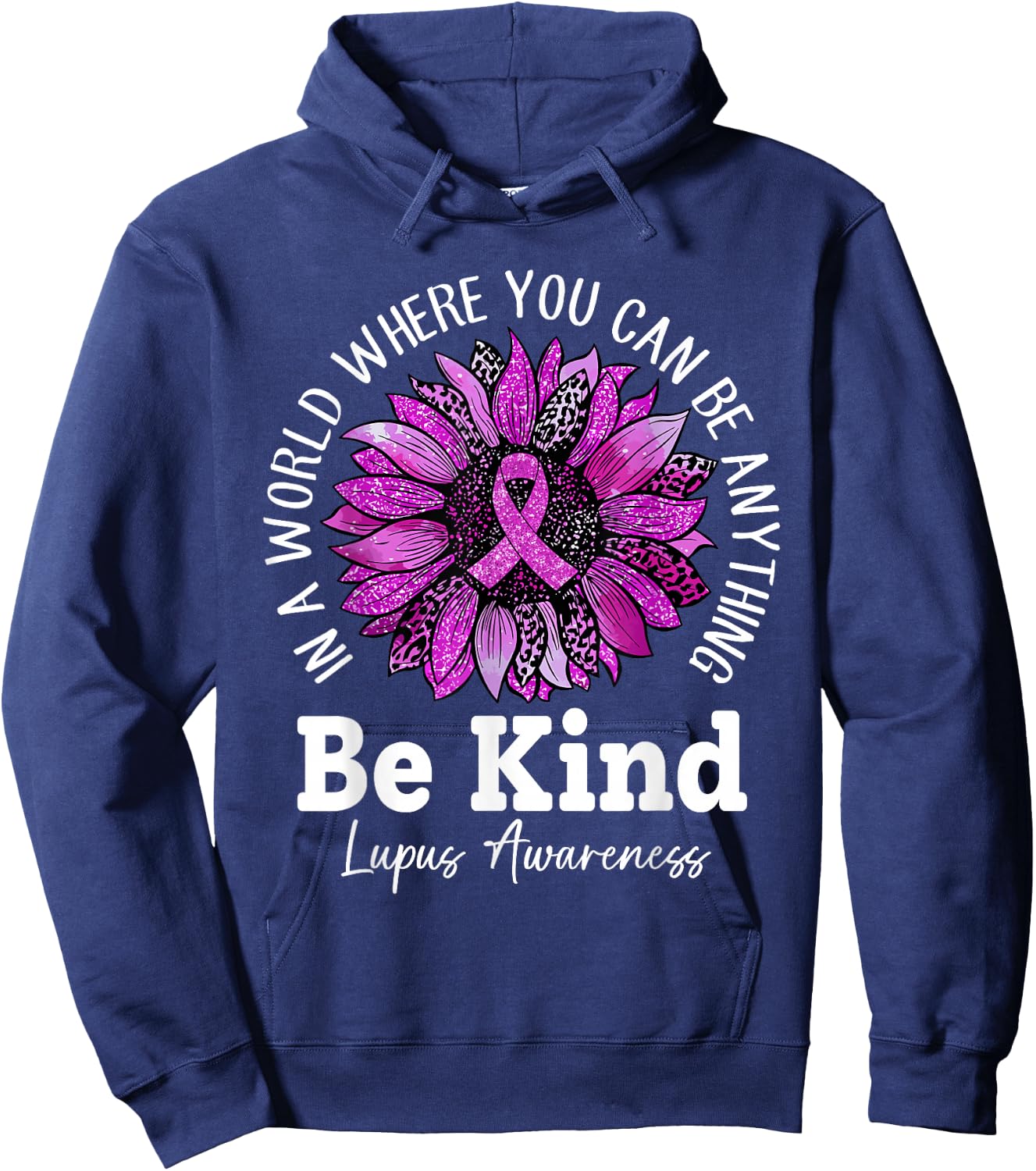 Be Kind Sunflower In May We Wear Purple For Lupus Awareness Hoodie - Hoodie | Navy