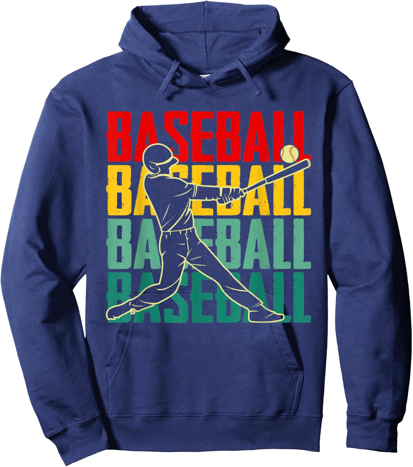 Vintage Baseball Player Retro Game Day Baseball Season Hoodie - Hoodie | Navy