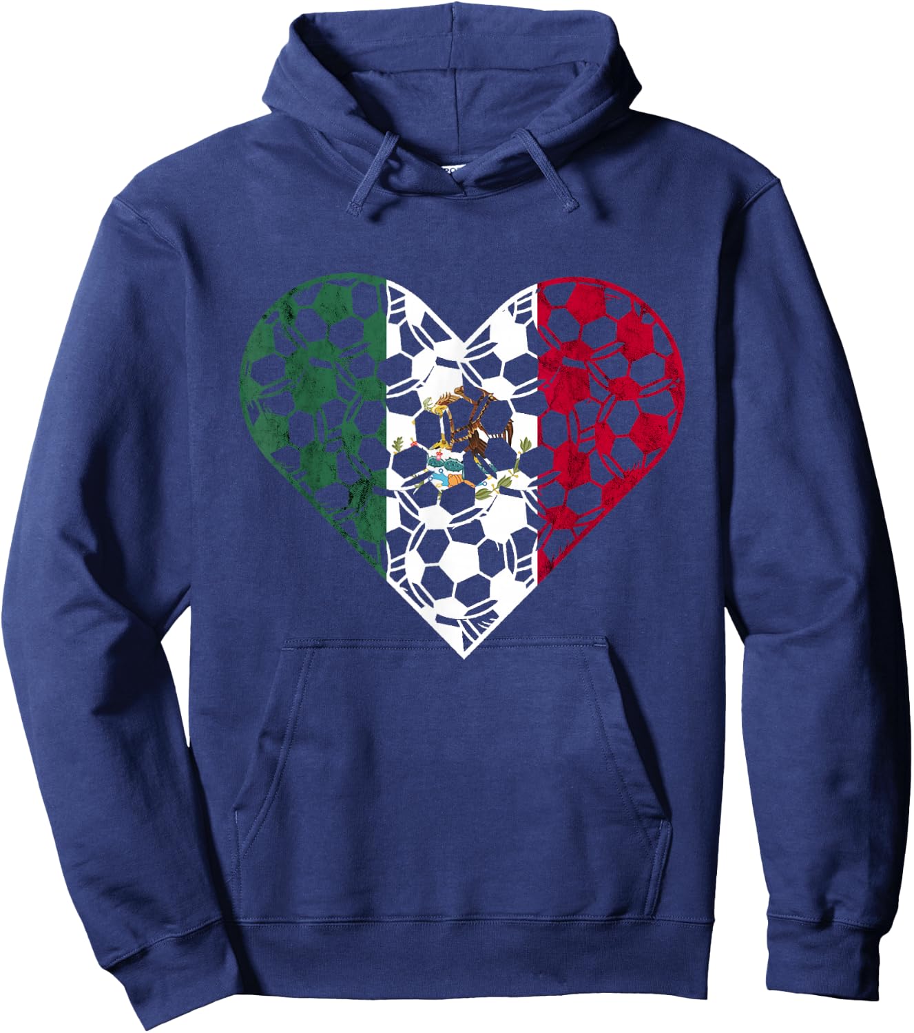 Mexican Flag Heart Mexican Soccer Team Mexican Pride Mexico Hoodie - Hoodie | Navy