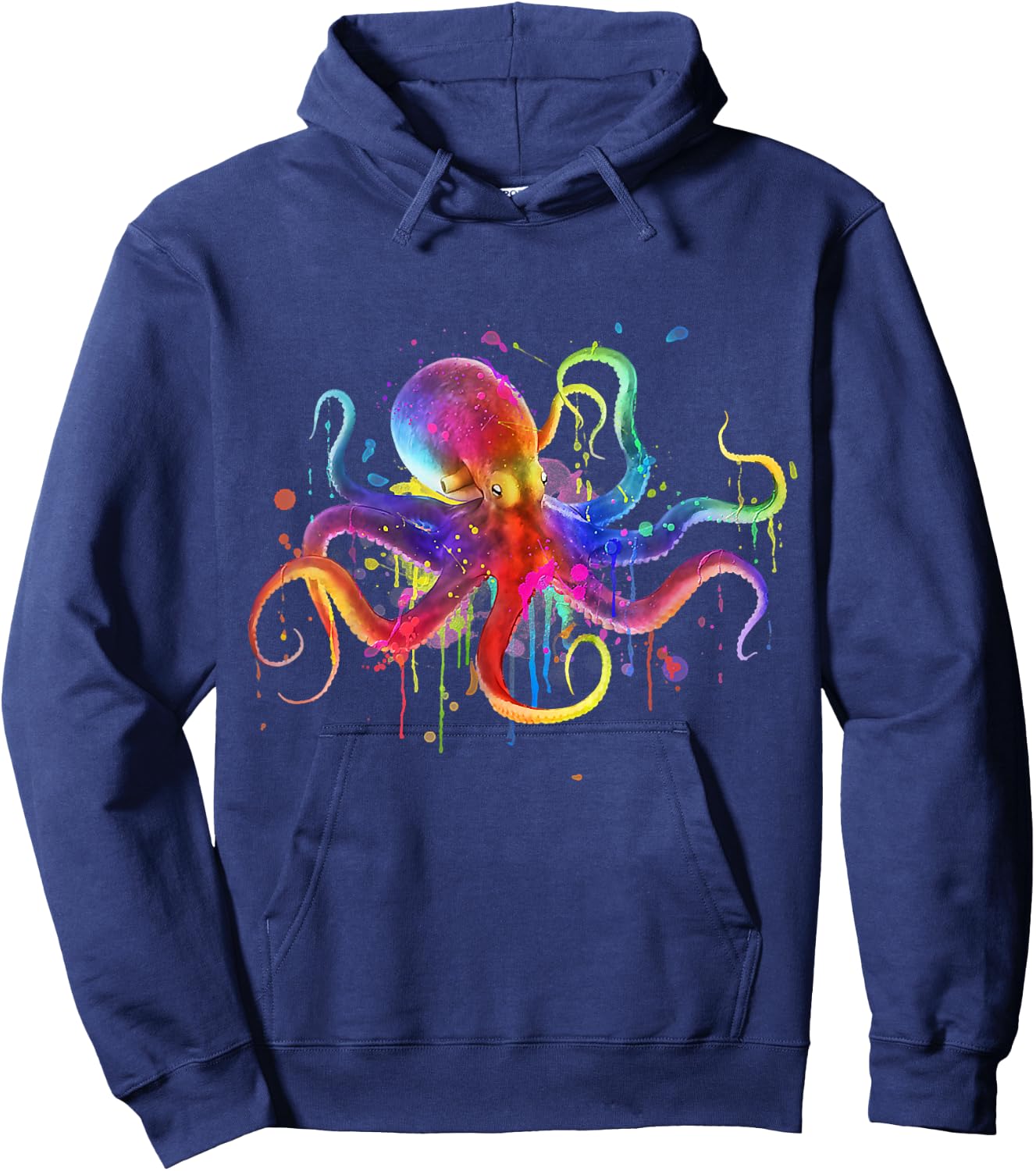 Dripping Rainbow Octopus psychedelic - Colorful Octopus Hoodie - Hoodie | Navy