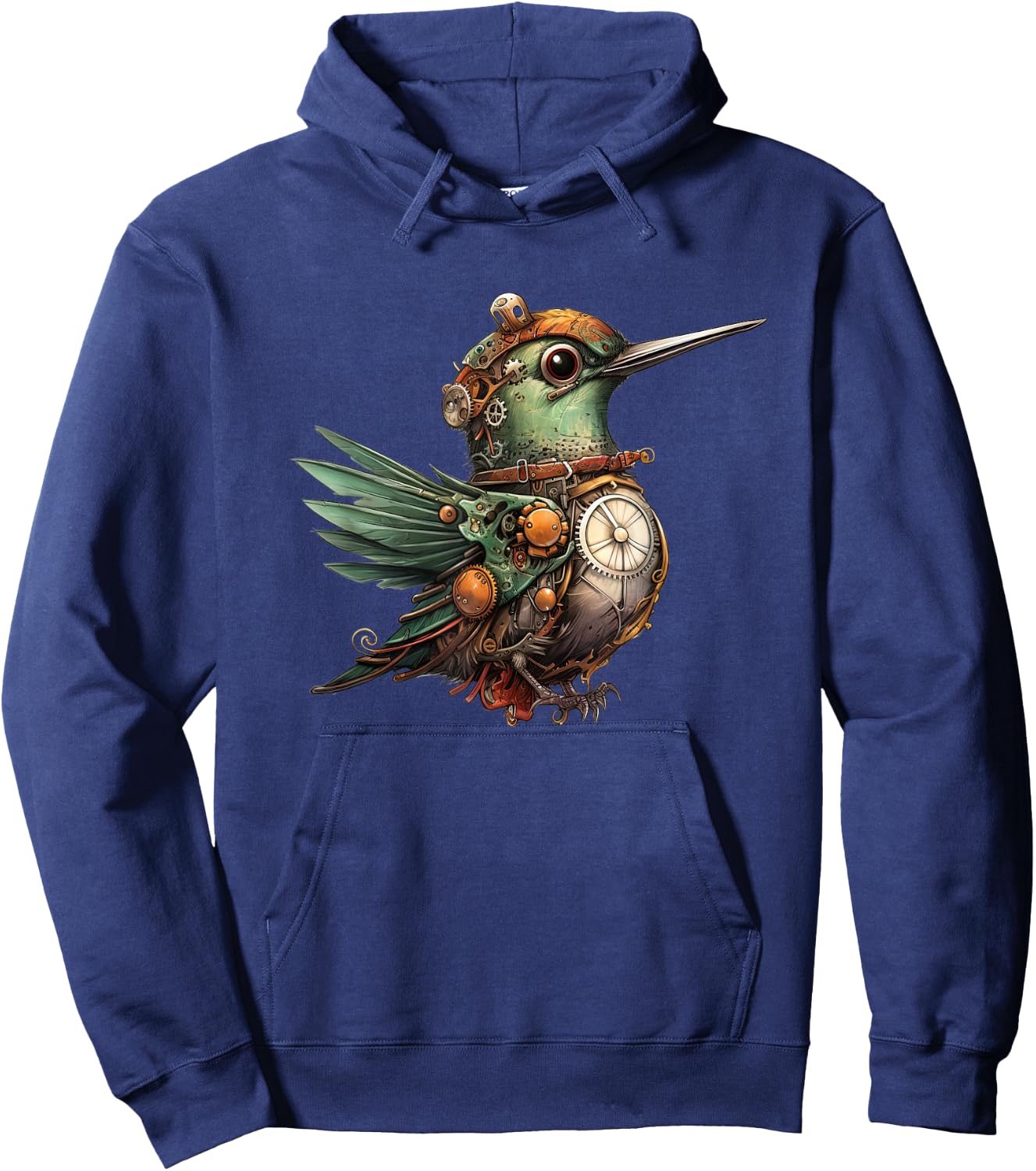 Hummingbird in steampunk mechanical gear vibrant hummingbird Hoodie - Hoodie | Navy