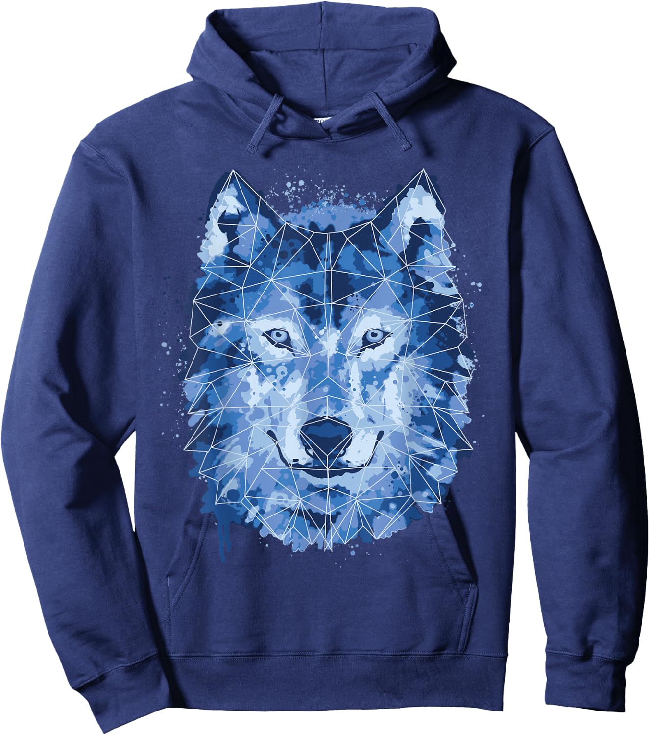 Wolf Animal Blue Watercolor Wolves Polygon Husky Dog Lover Hoodie - Hoodie | Navy