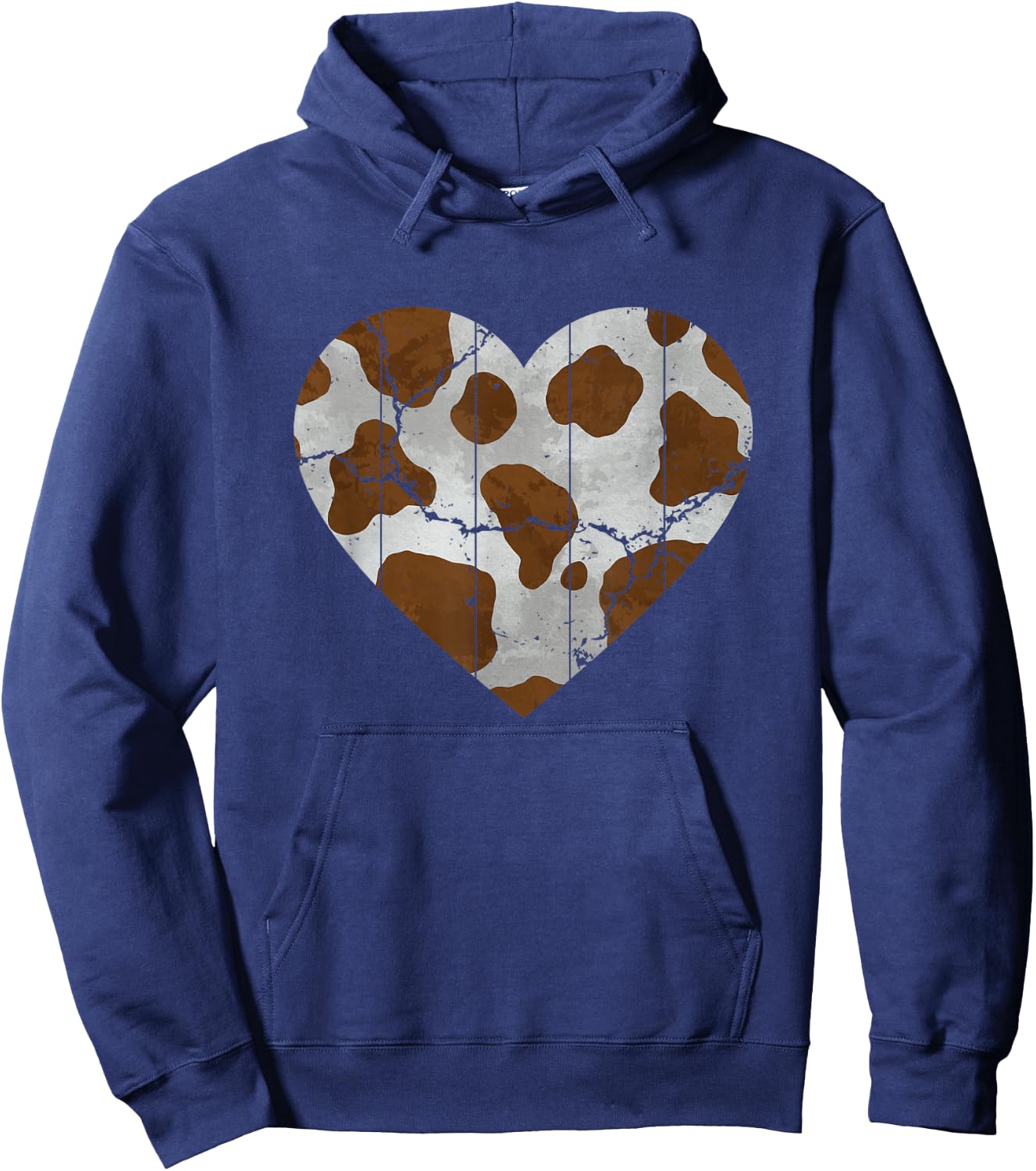 Brown Cow Pattern Heart Lovers of Farm Animals Hoodie - Hoodie | Navy