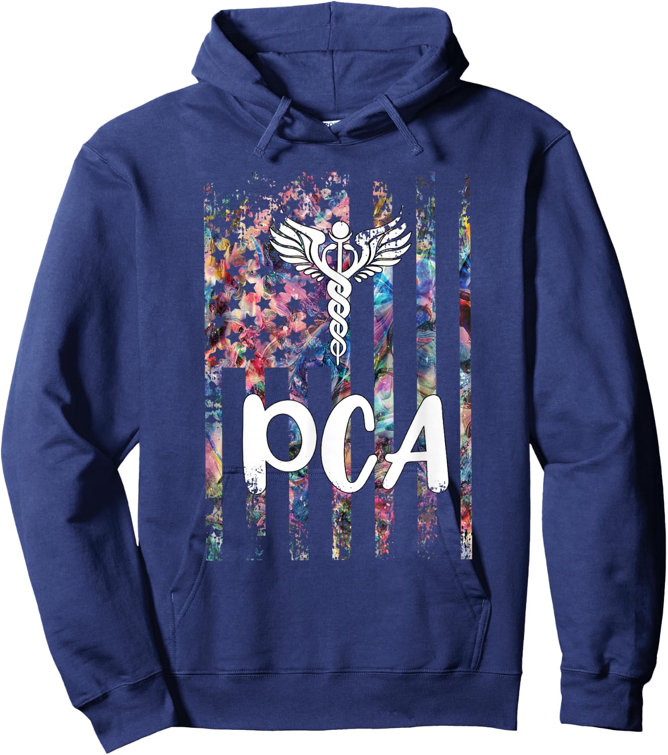PCA American Flag Patient Care Assistant PCA Nurse Hoodie - Hoodie | Navy