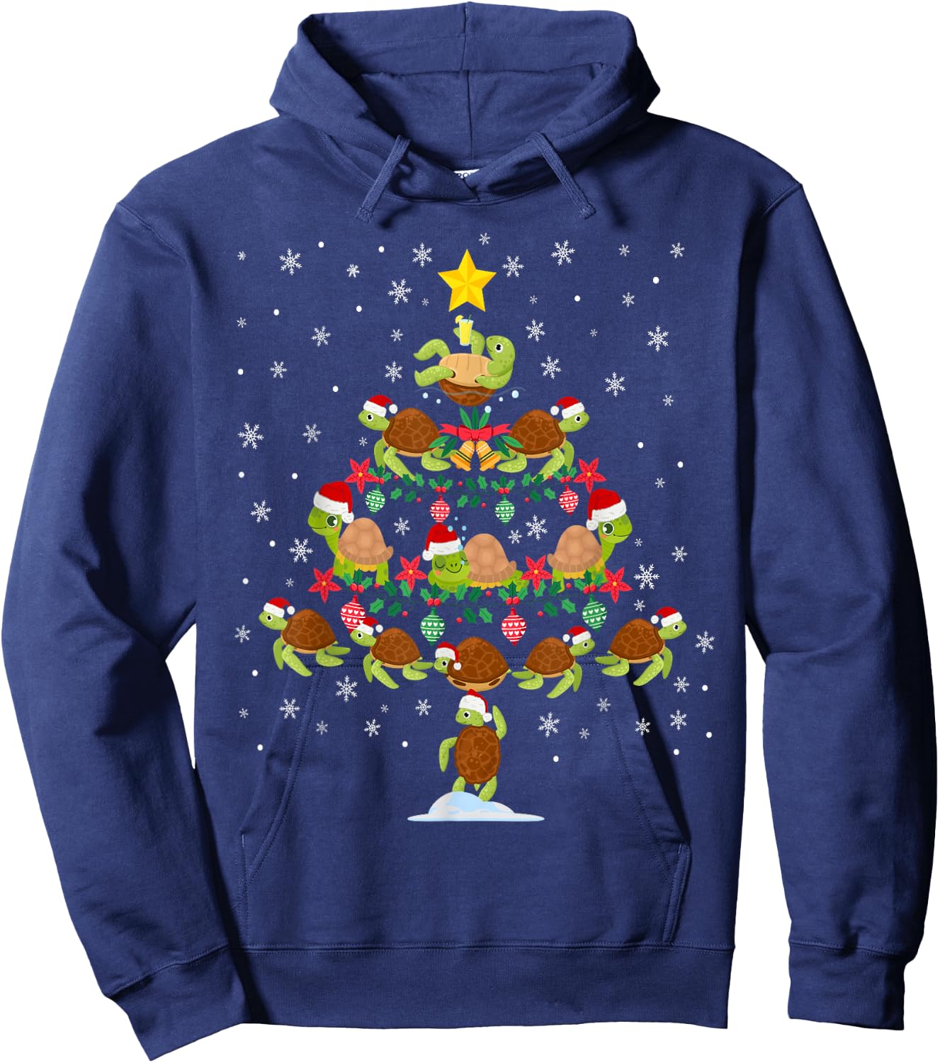 Sea Turtle Tortoise Christmas Tree Hoodie - Hoodie | Navy