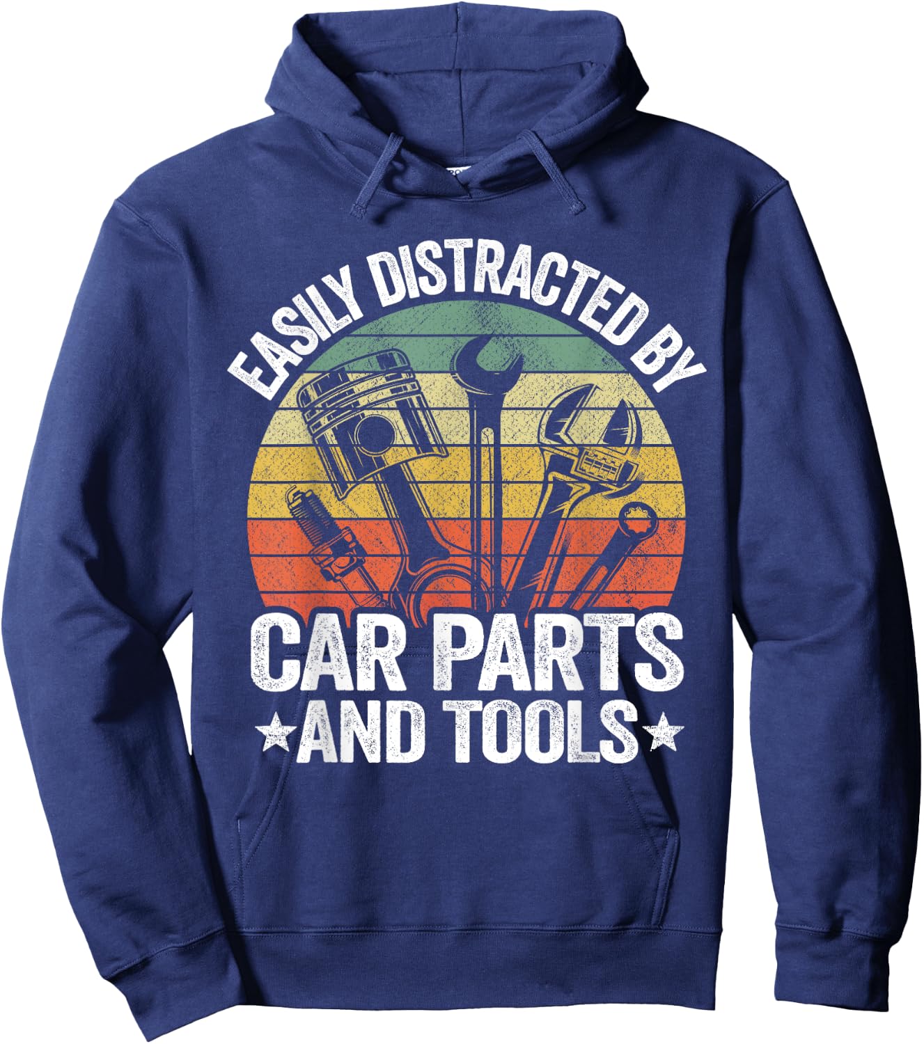Easily Distracted By Car Parts And Tools Race Funny Mechanic Hoodie - Hoodie | Navy