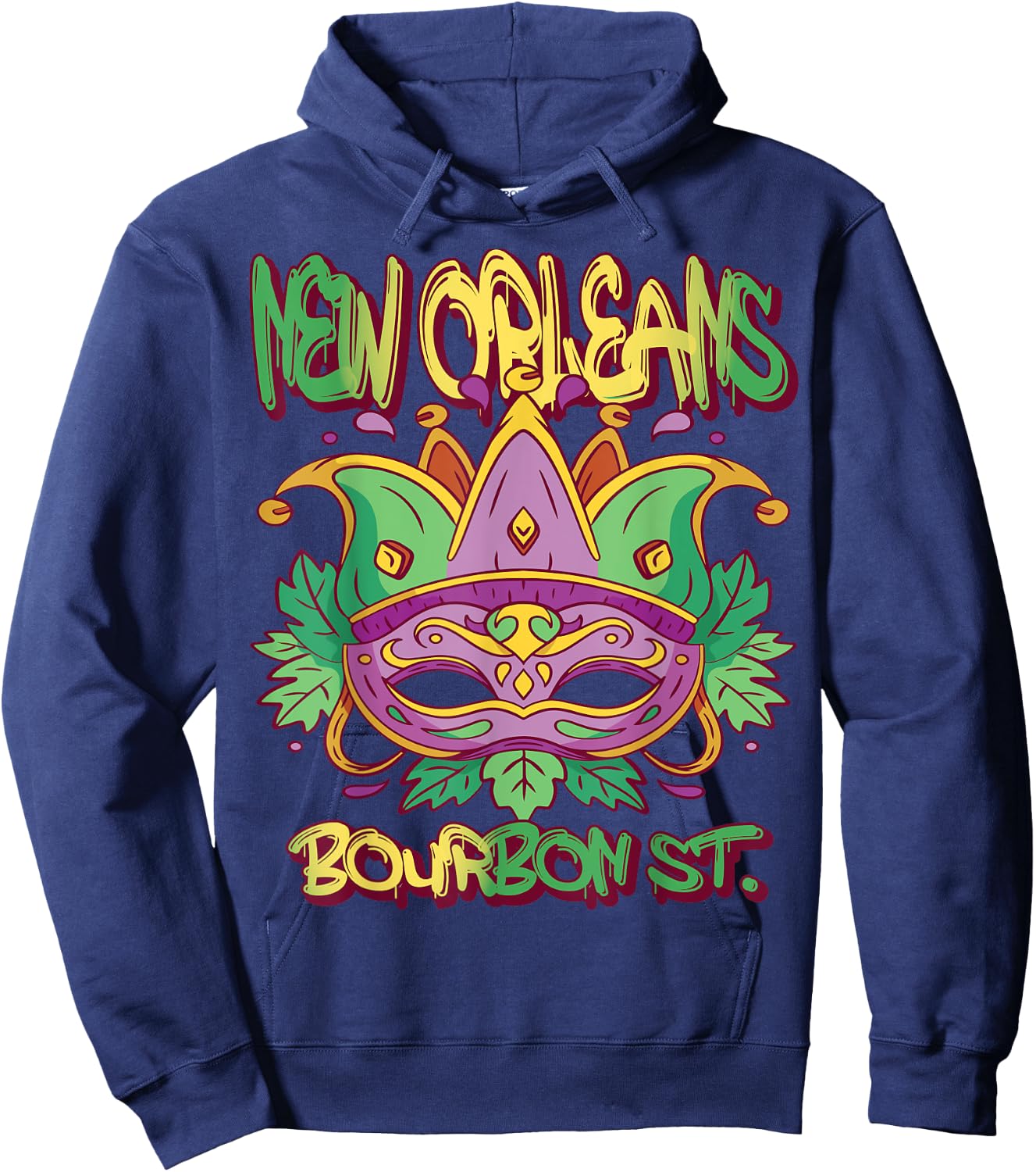 French New Orleans Mardi Gras Bourbon Street Souvenir Hoodie - Hoodie | Navy