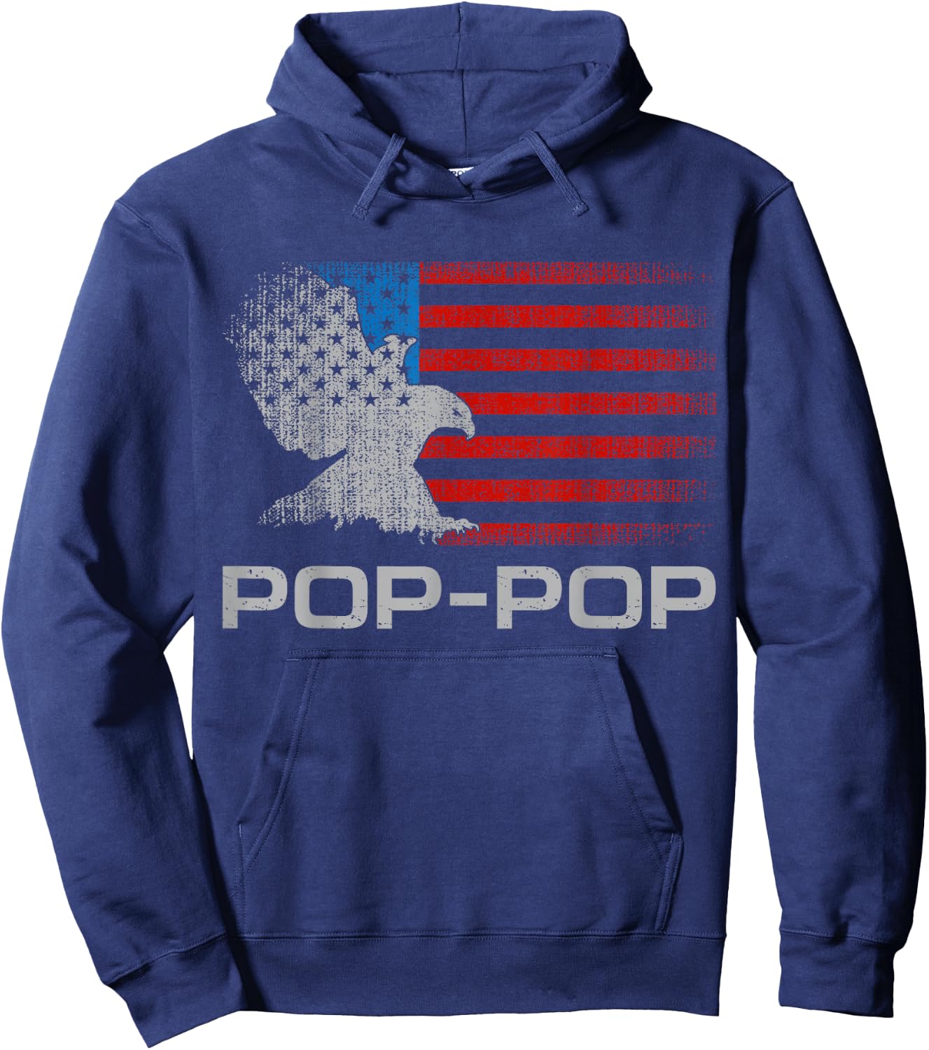 Pop-Pop Grandfather American Flag Patriotic Eagle Grandpa Men Hoodie - Hoodie | Navy