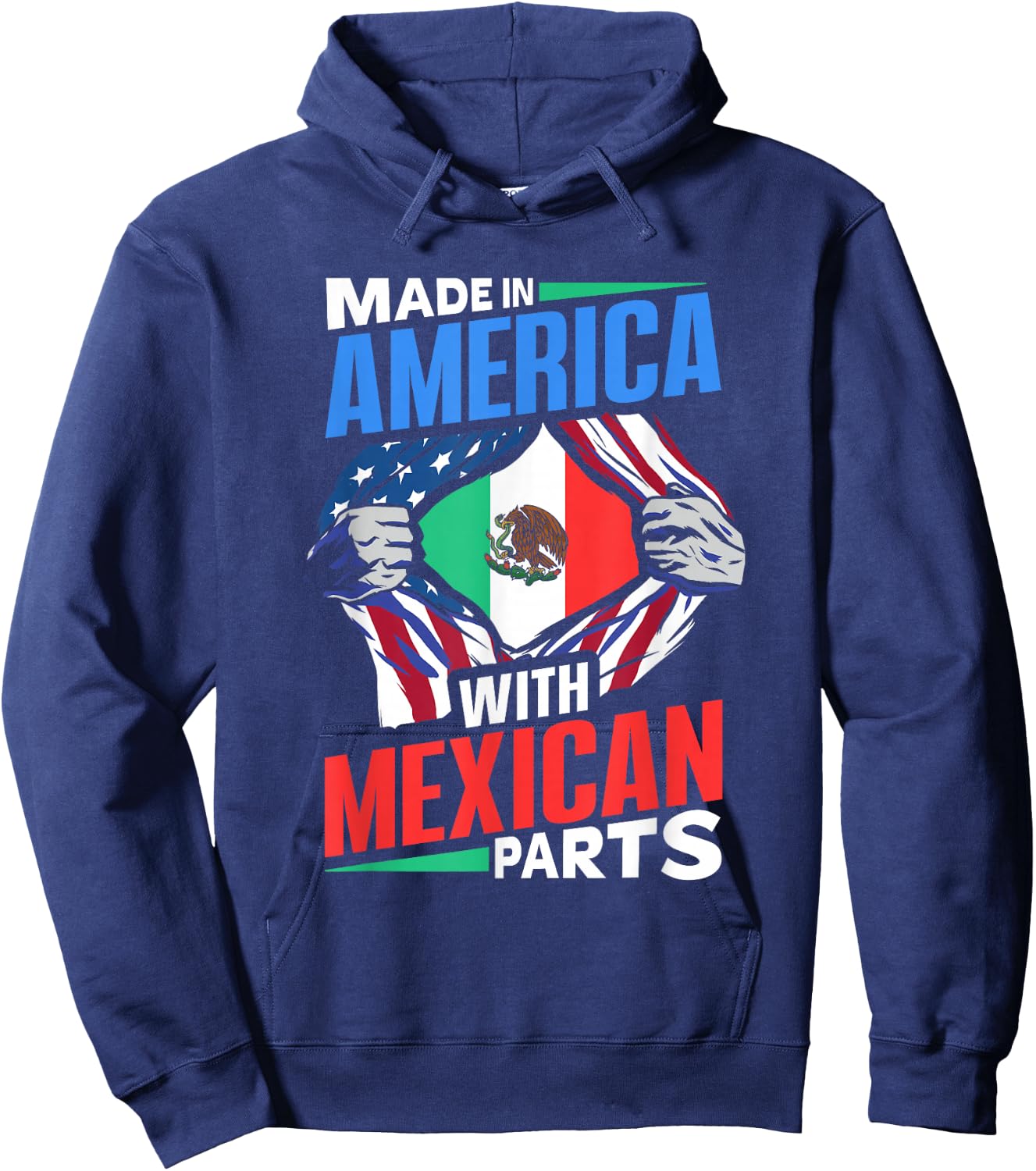 Made in America with Mexican Parts Country Mexico Hoodie - Hoodie | Navy