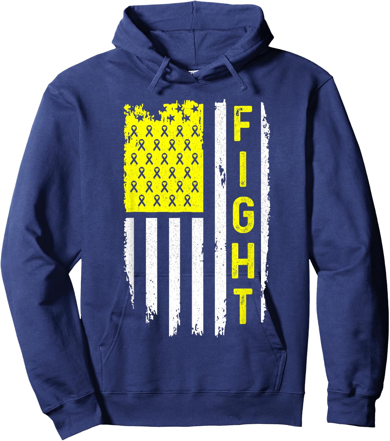 Sarcoma Cancer Awareness American Flag Bone Cancer Hoodie - Hoodie | Navy