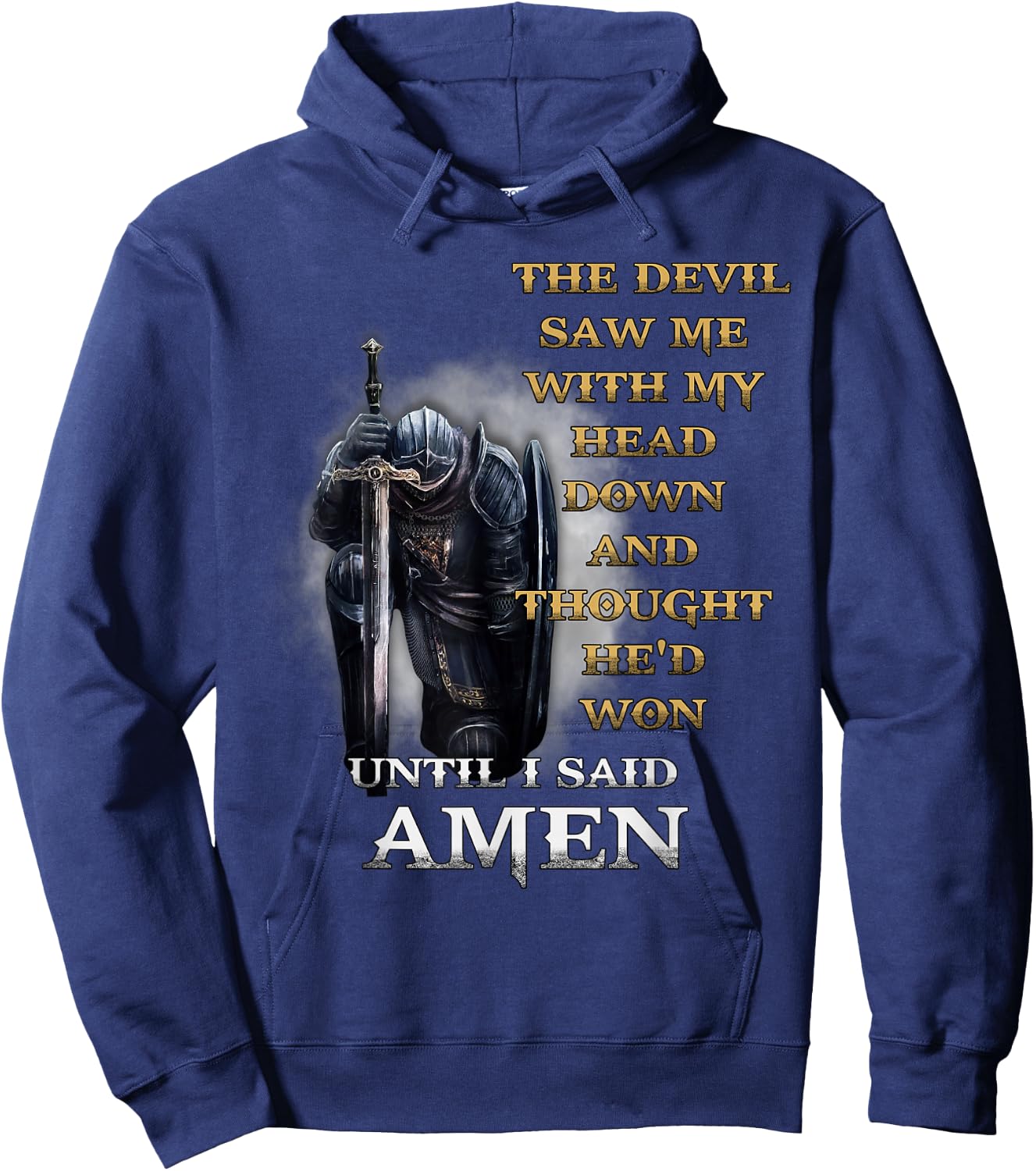 The Devil Saw Me With My Head Down Until I Said Amen Retro Hoodie - Hoodie | Navy