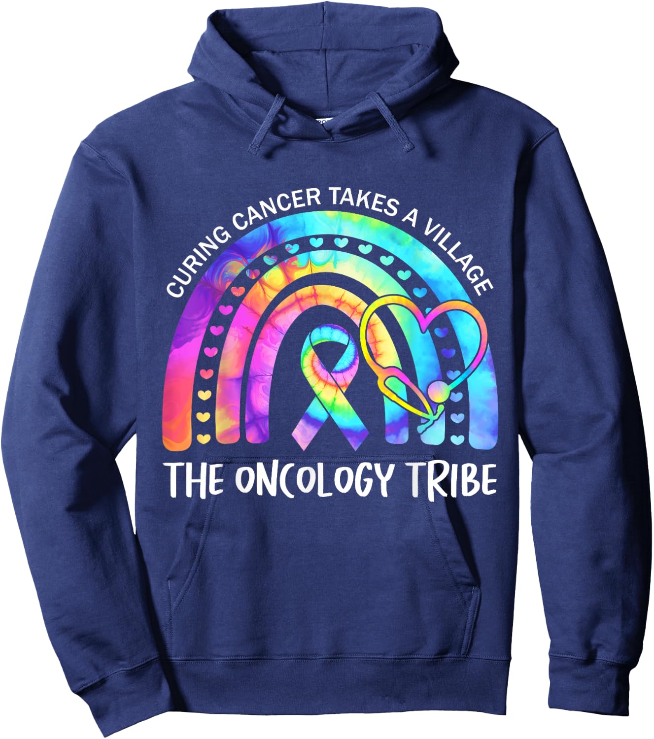Curing Cancer Takes a Village the Oncology Tribe. Nurse Team Hoodie - Hoodie | Navy