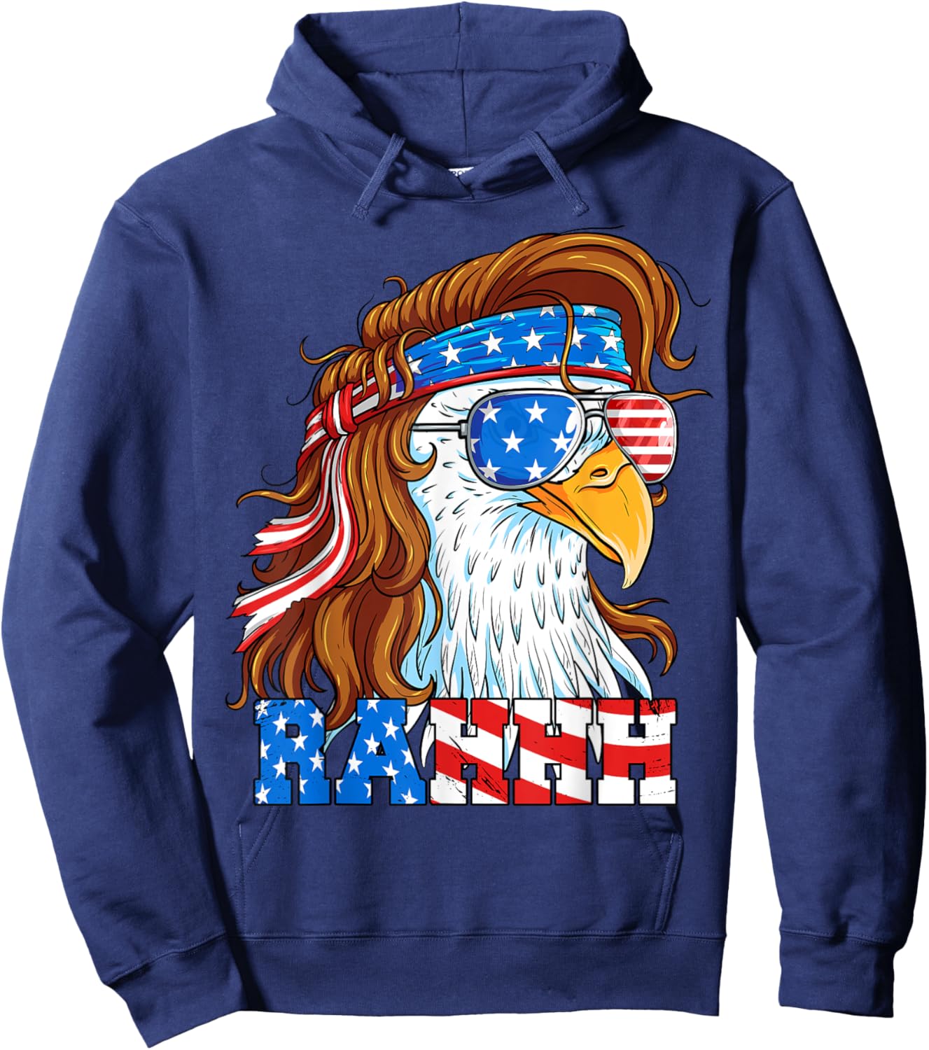 Rahhh Eagle 4th of July Mullet American Flag Usa Meme Hoodie - Hoodie | Navy