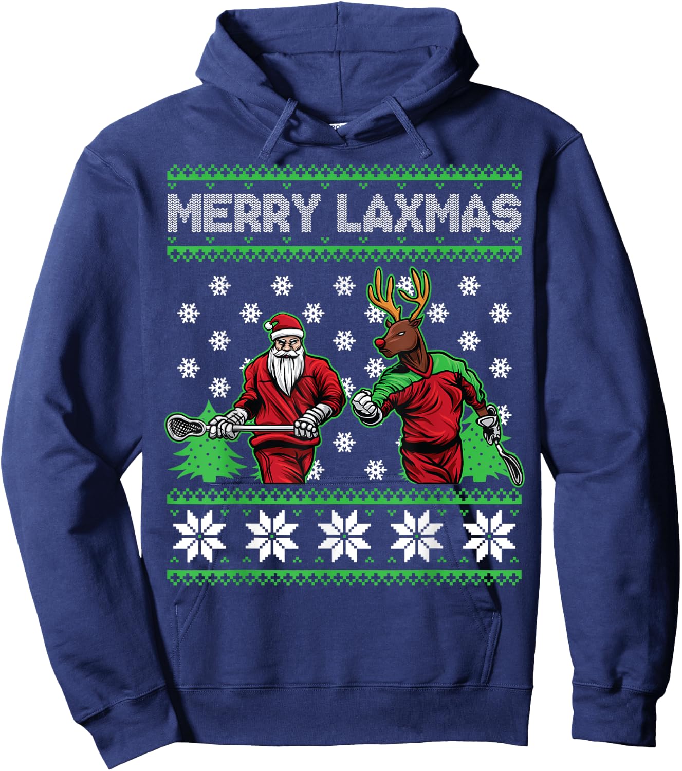 Merry Laxmas Funny Christmas Lacrosse Player Holiday Gifts Hoodie - Hoodie | Navy